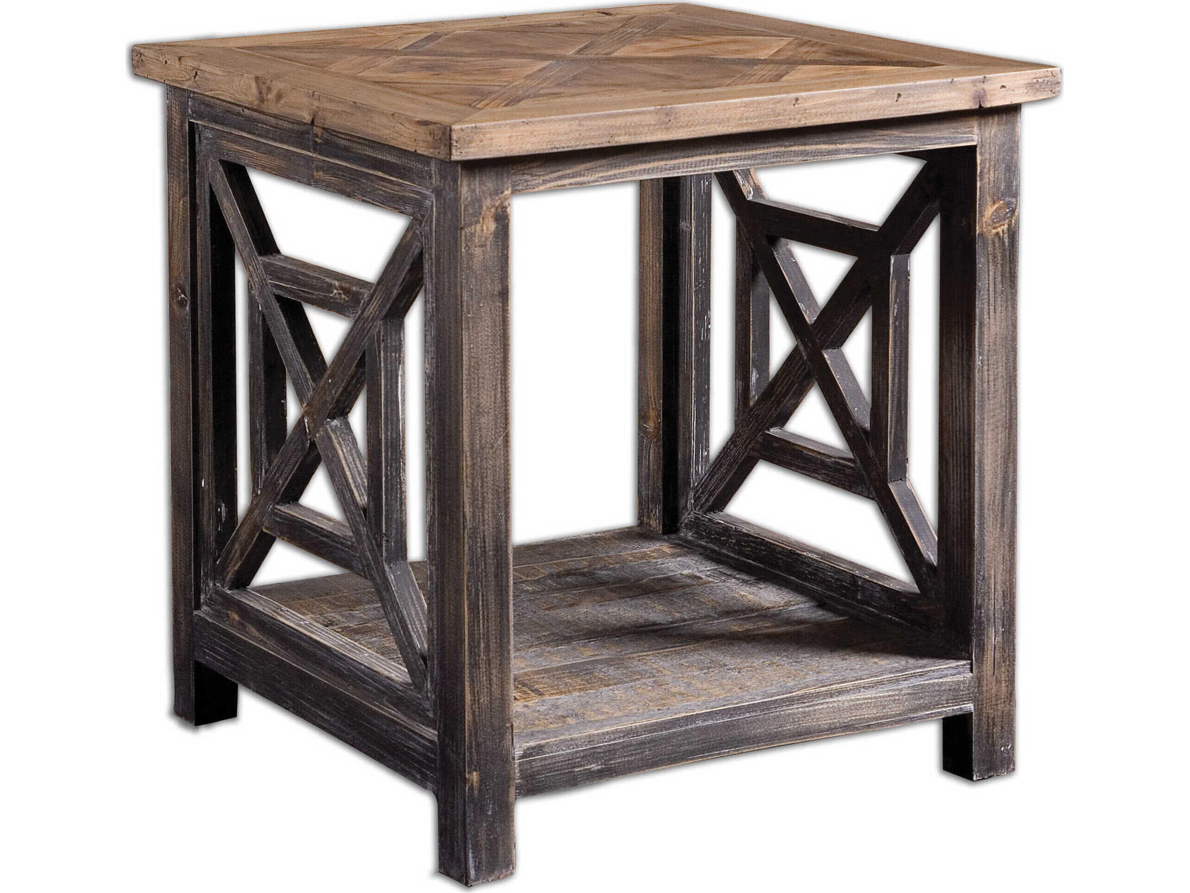 Uttermost Spiro Square Wood Brushed Black End Table
