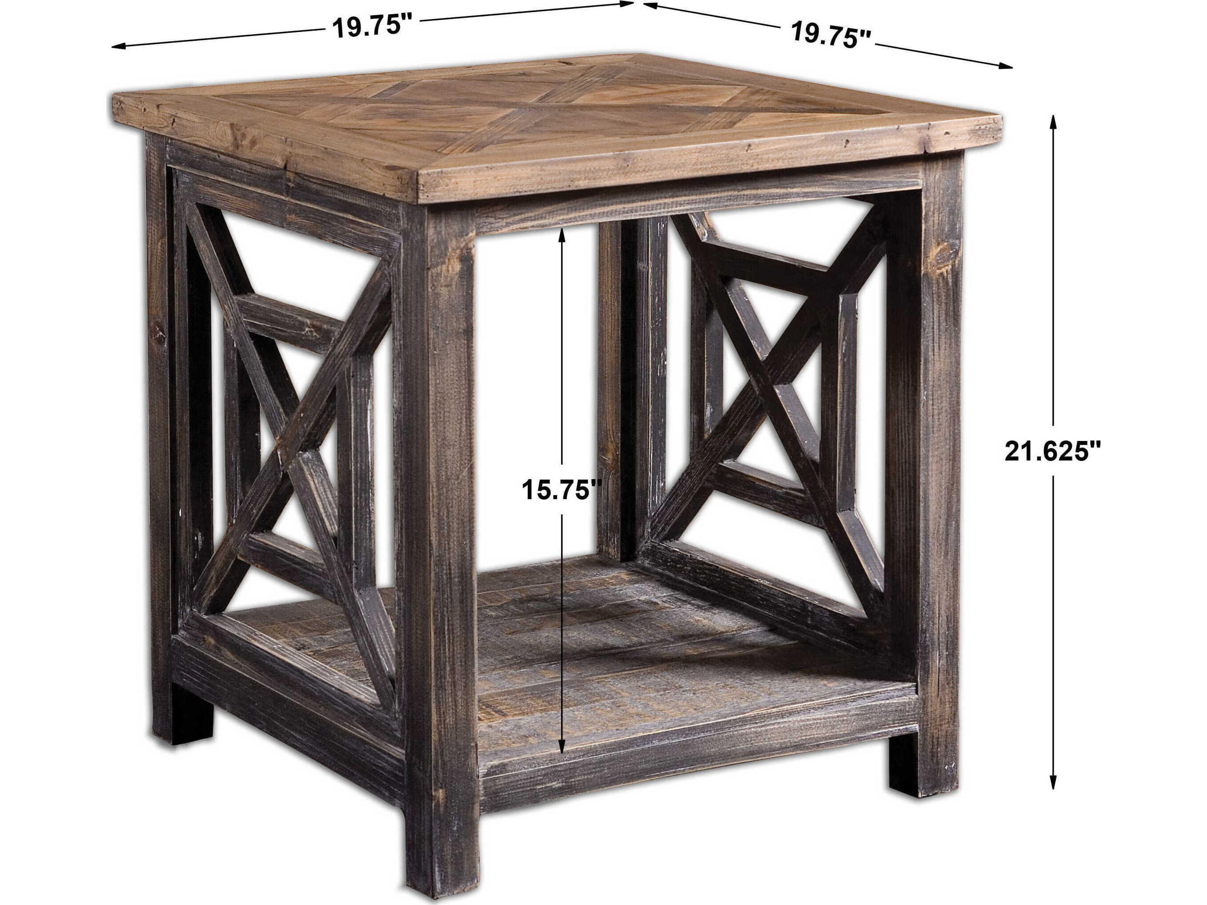 Uttermost Spiro Square Wood Brushed Black End Table