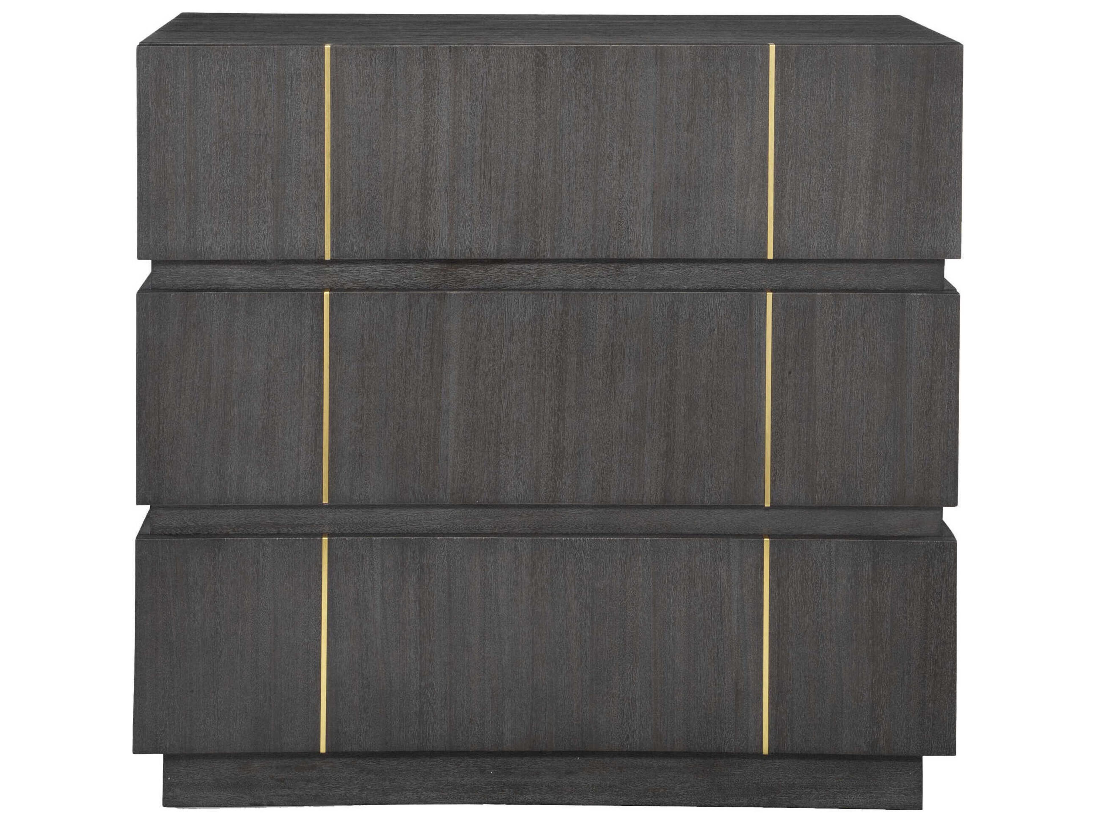 Between The Lines Dark Walnut Gray Acacia Wood Accent Chest