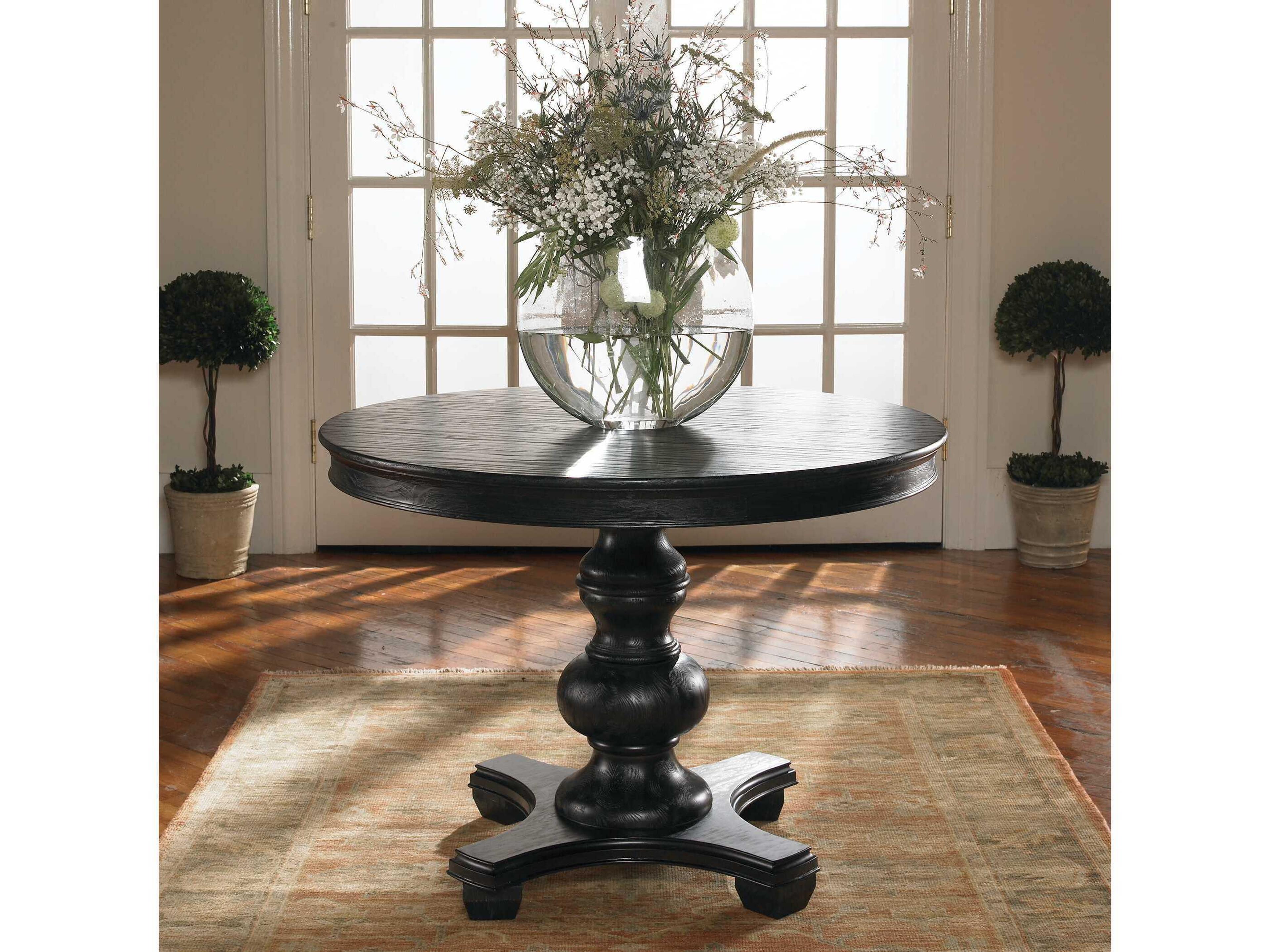 Uttermost Brynmore Round Wood Satin Black Dining Table