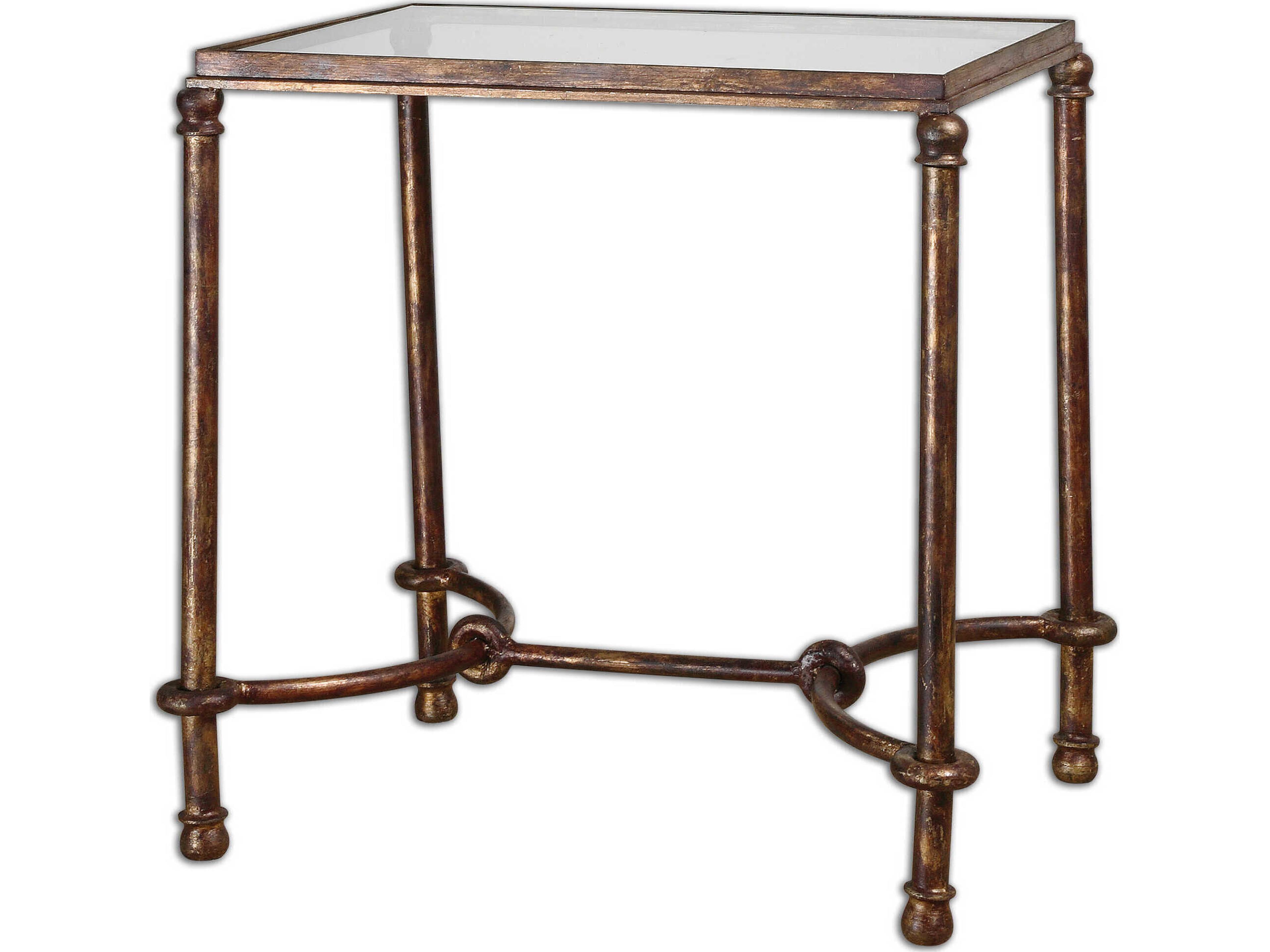 Warring Rectangular Glass Rustic Bronze Patina End Table