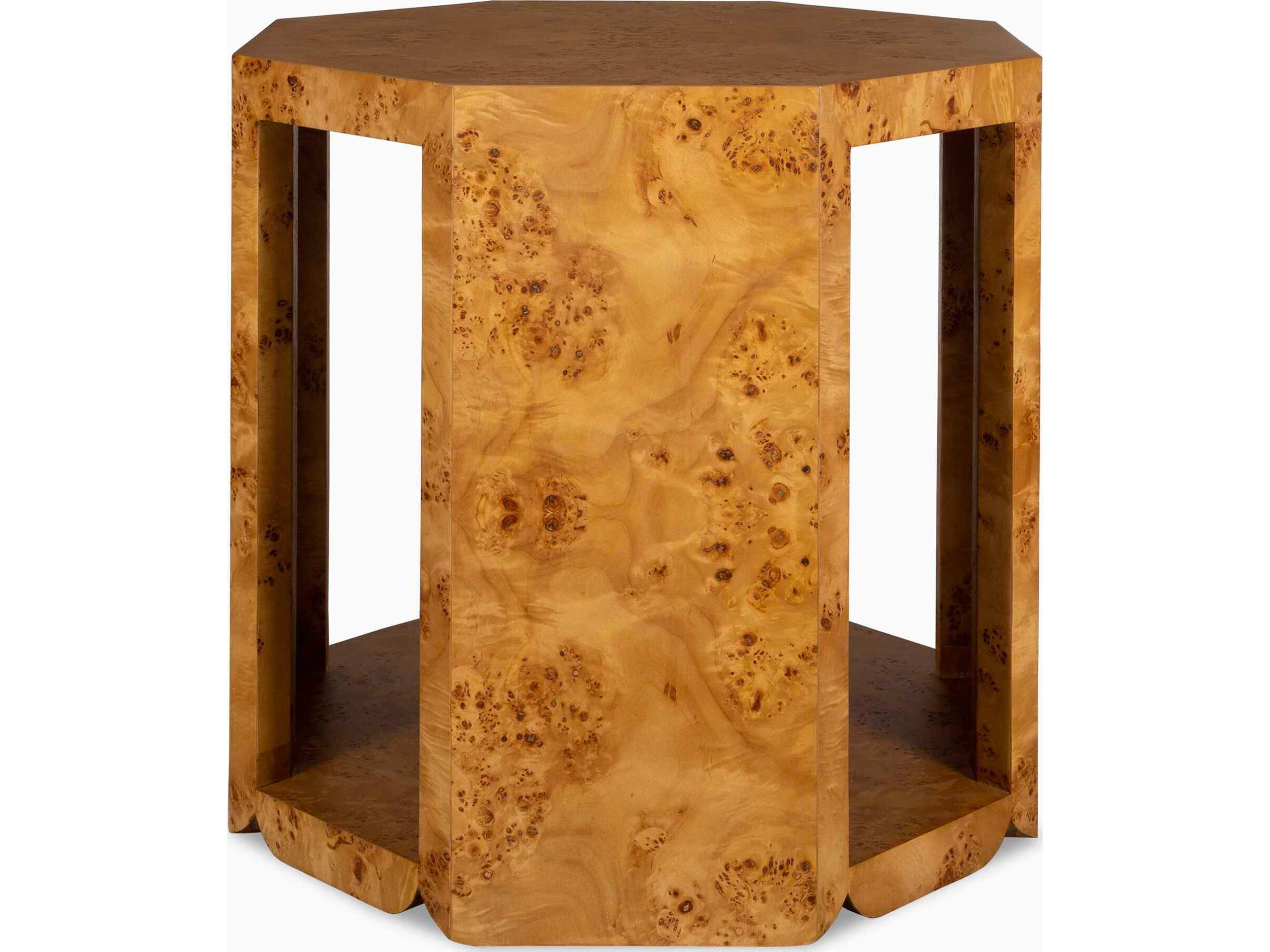 Indus Hexagon Wood Natural End Table