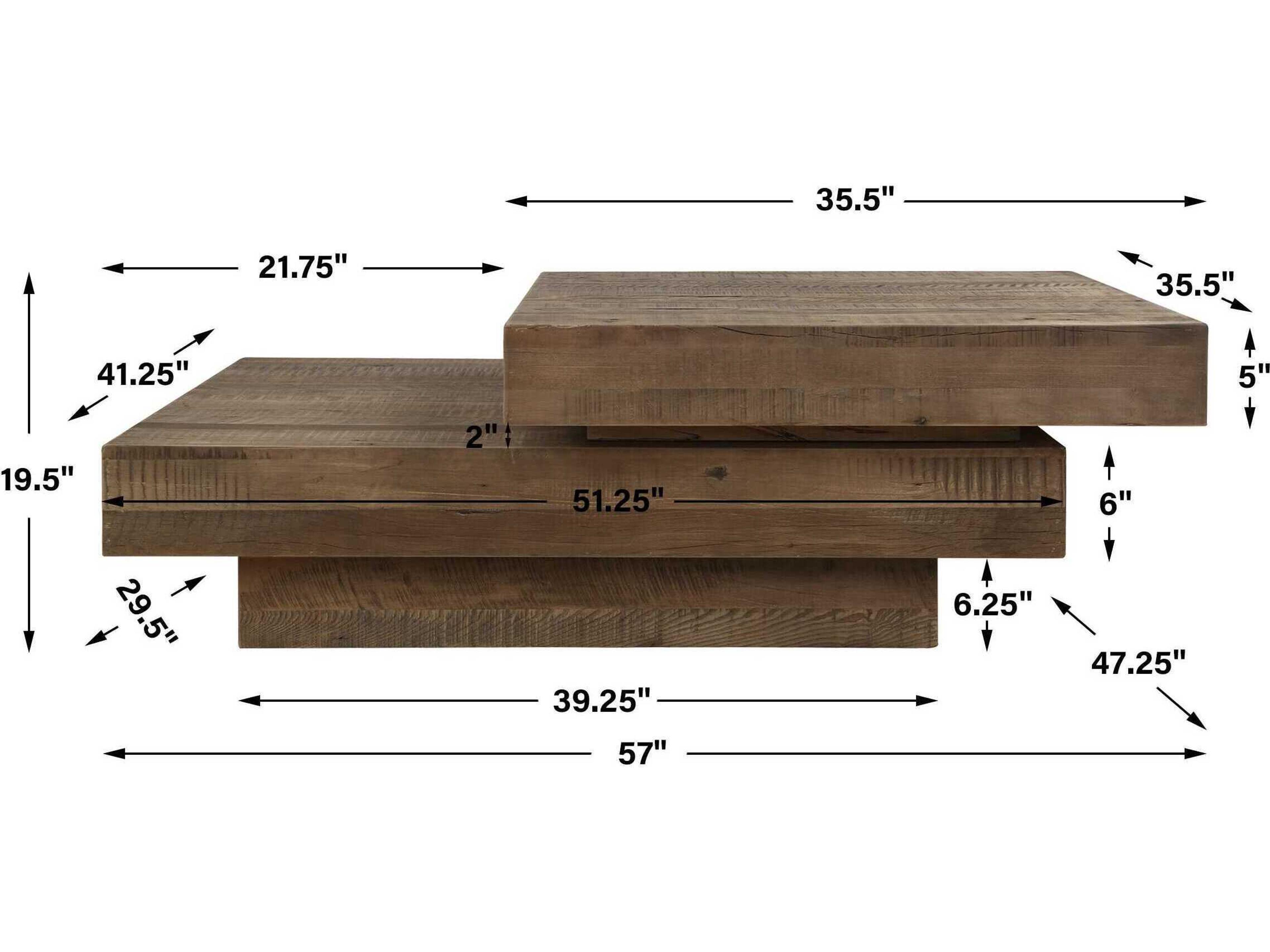 Uttermost Rustic Planes Rectangular Wood Natural Coffee Table