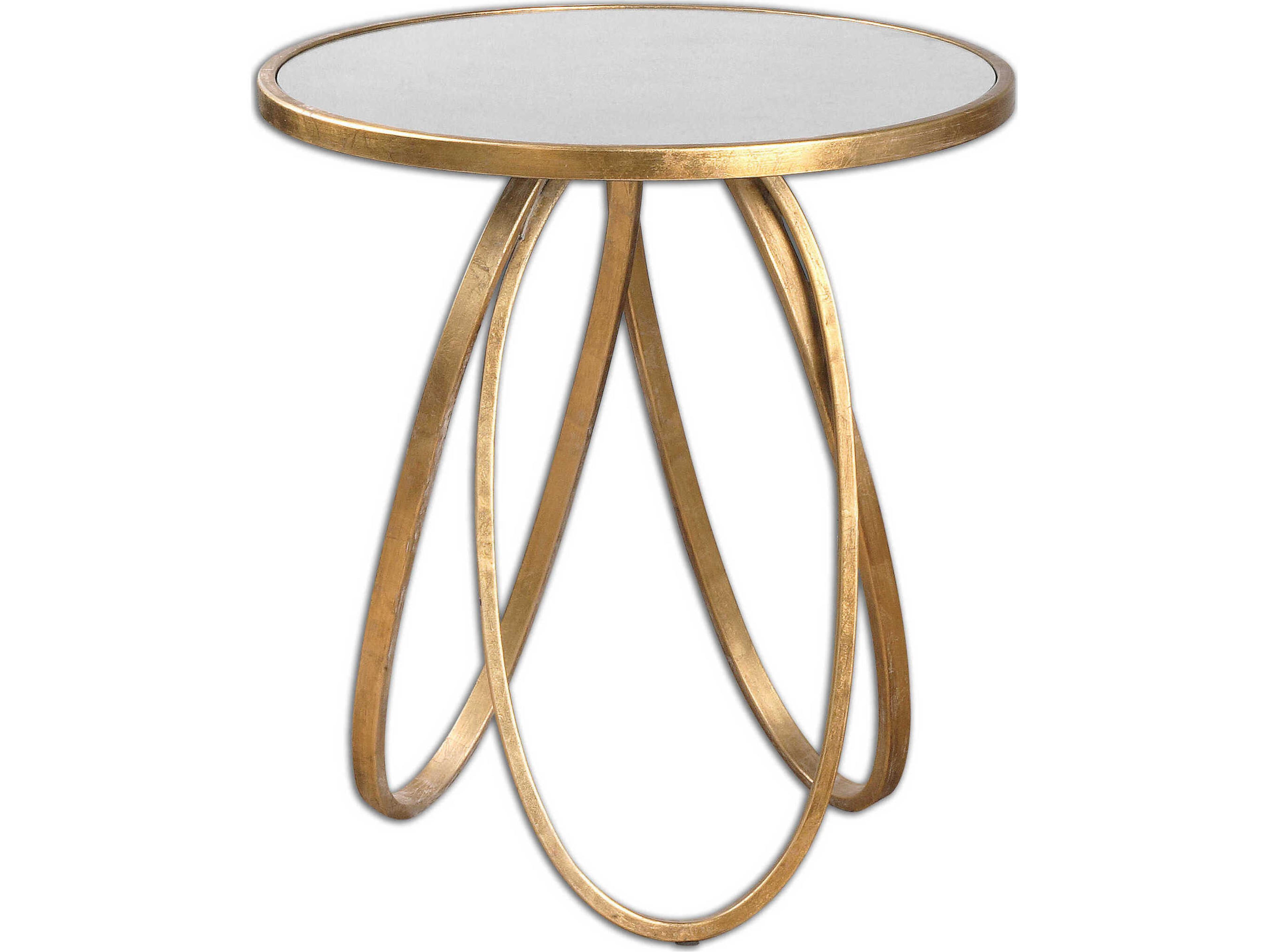 Montrez Round Glass Gold Leaf End Table