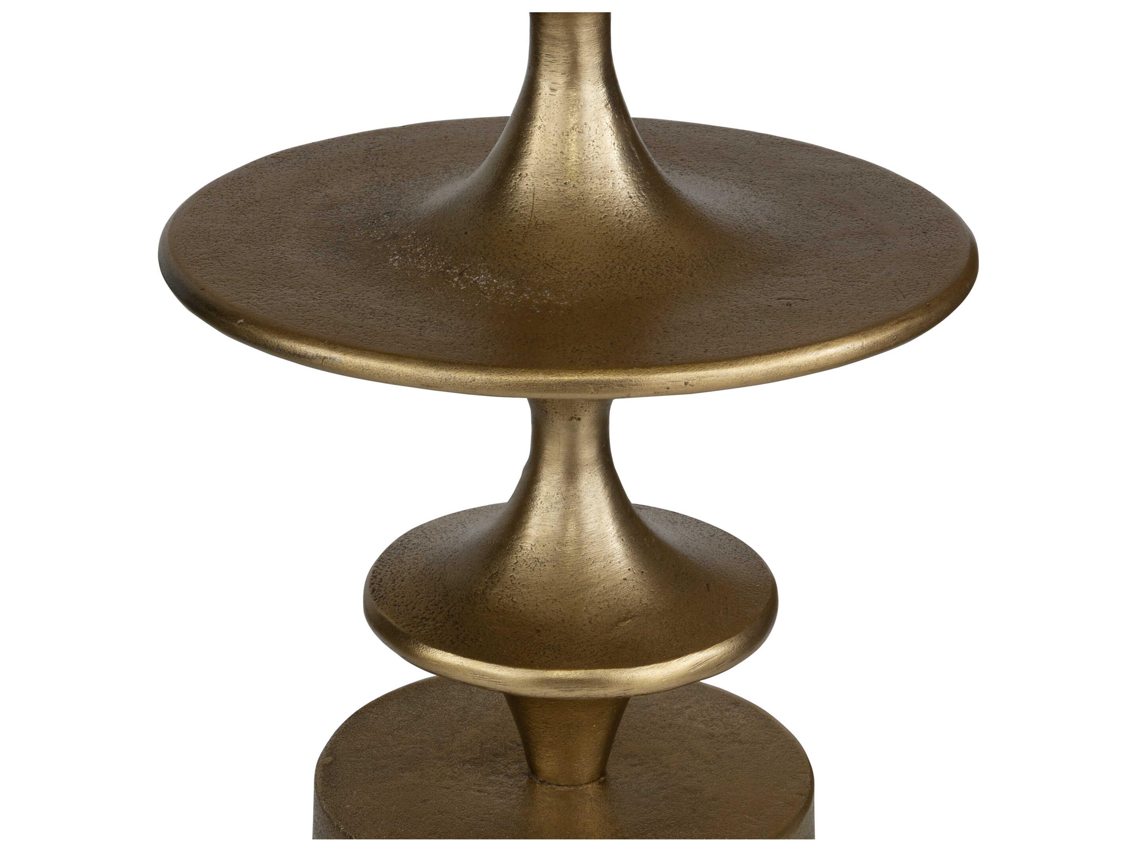 Uttermost Flight Round Metal Antique Brass End Table