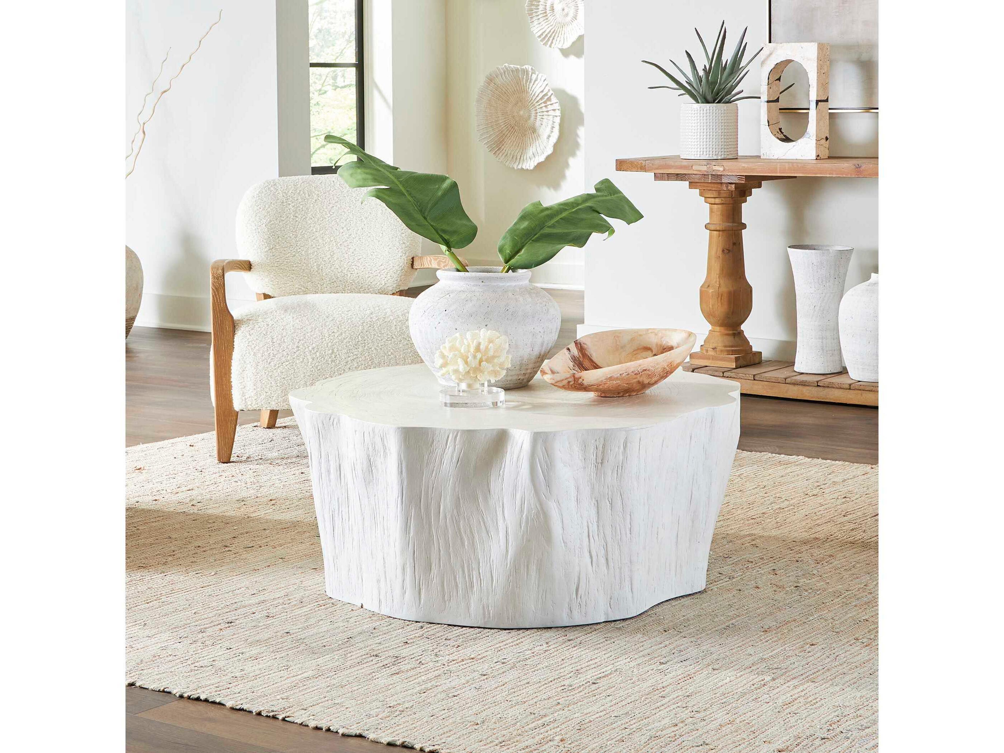 Uttermost Woods Edge Wood Crisp White Coffee Table