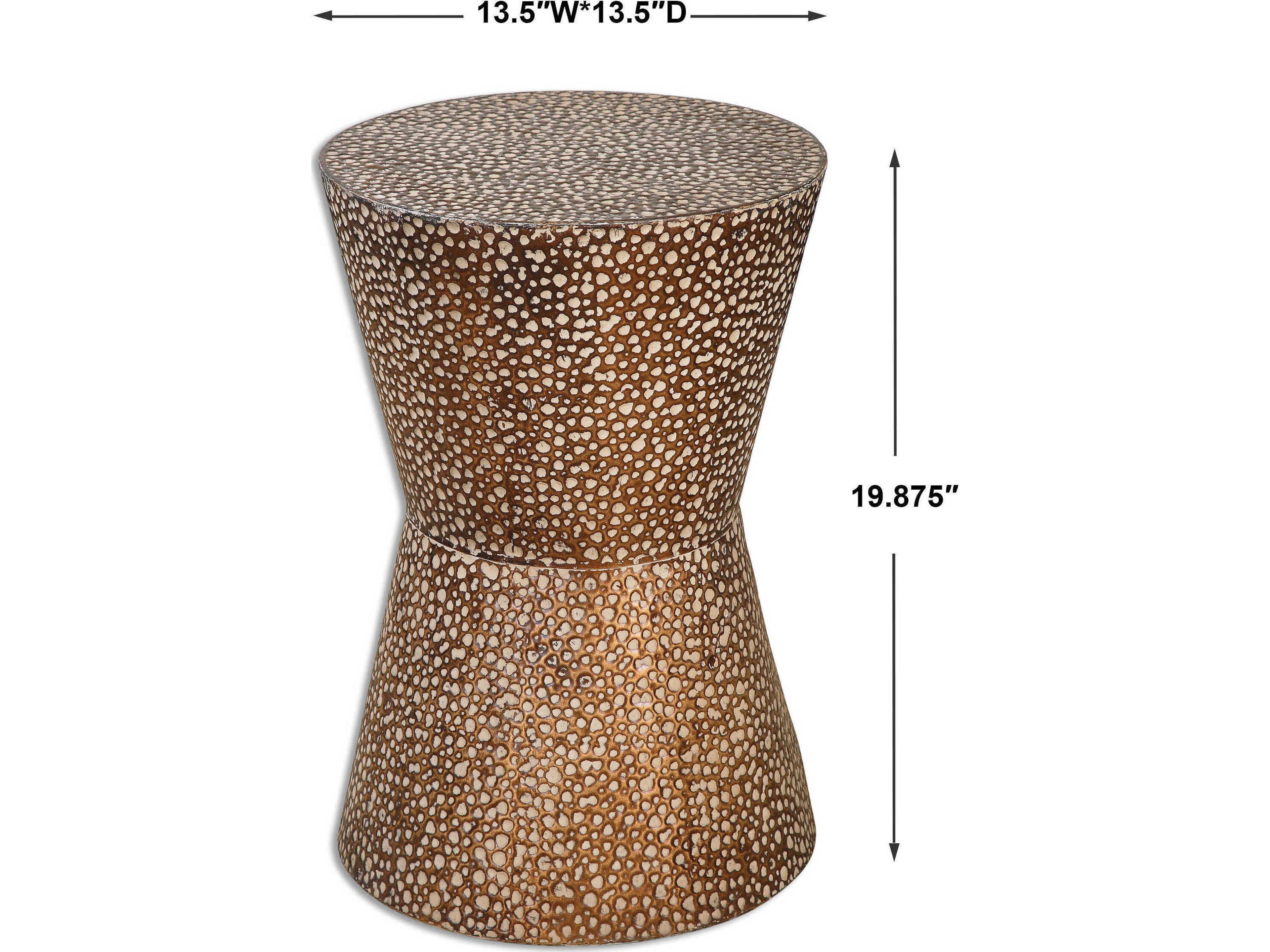 Uttermost Cutler Round Wood Antiqued Copper Bronze End Table