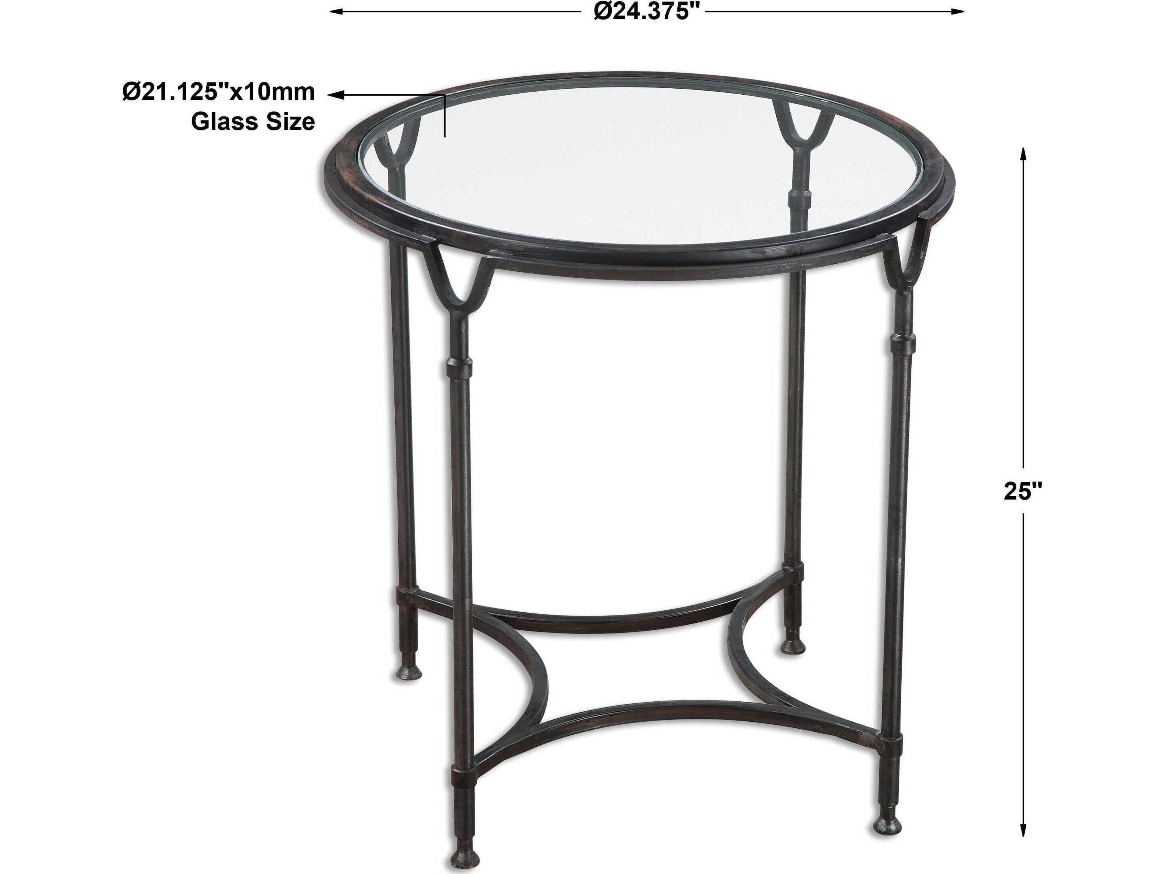 Uttermost Samson Round Glass Aged Black End Table