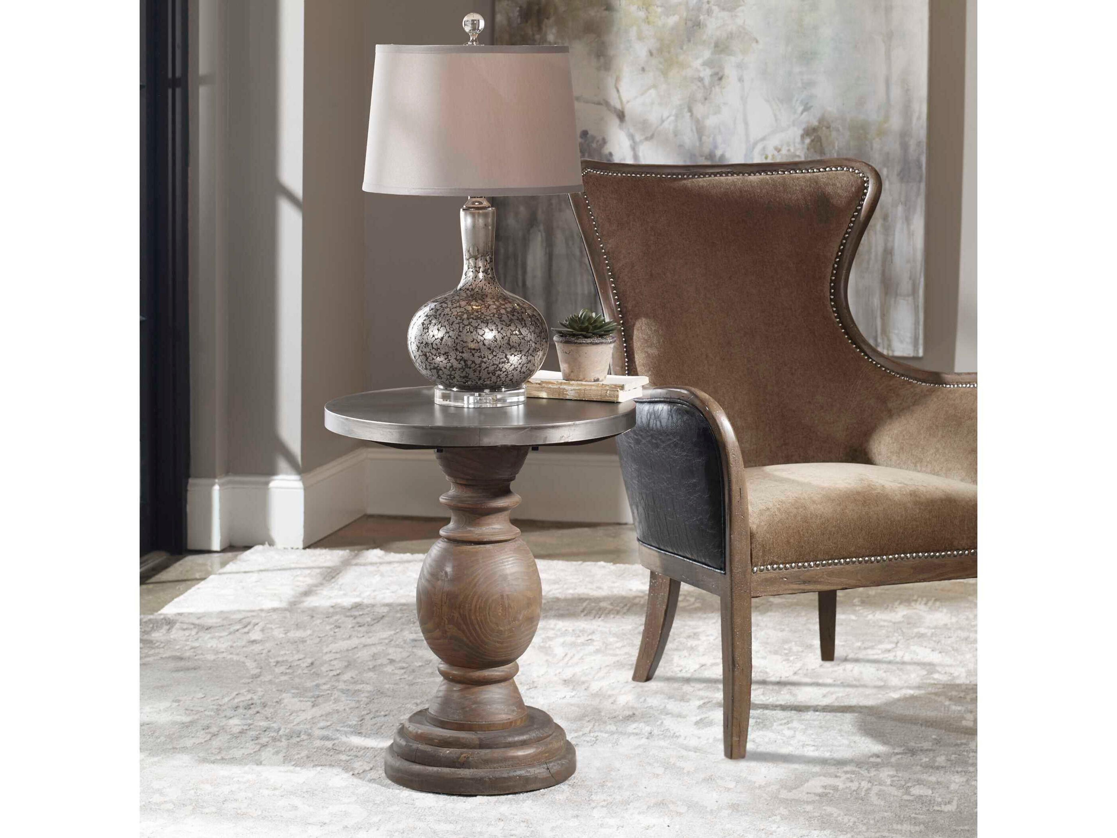 Uttermost Blythe Round Metal Natural End Table