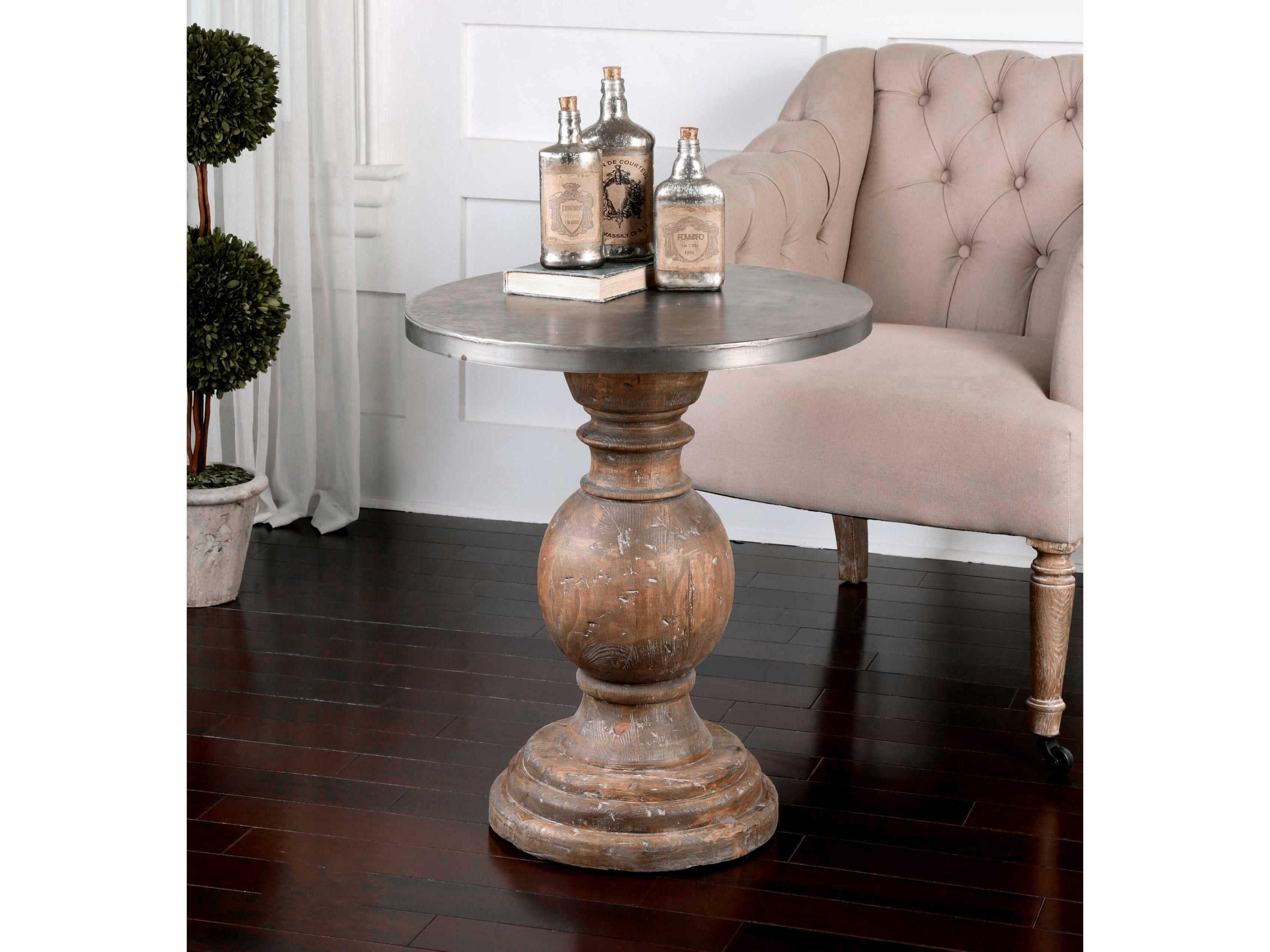 Uttermost Blythe Round Metal Natural End Table