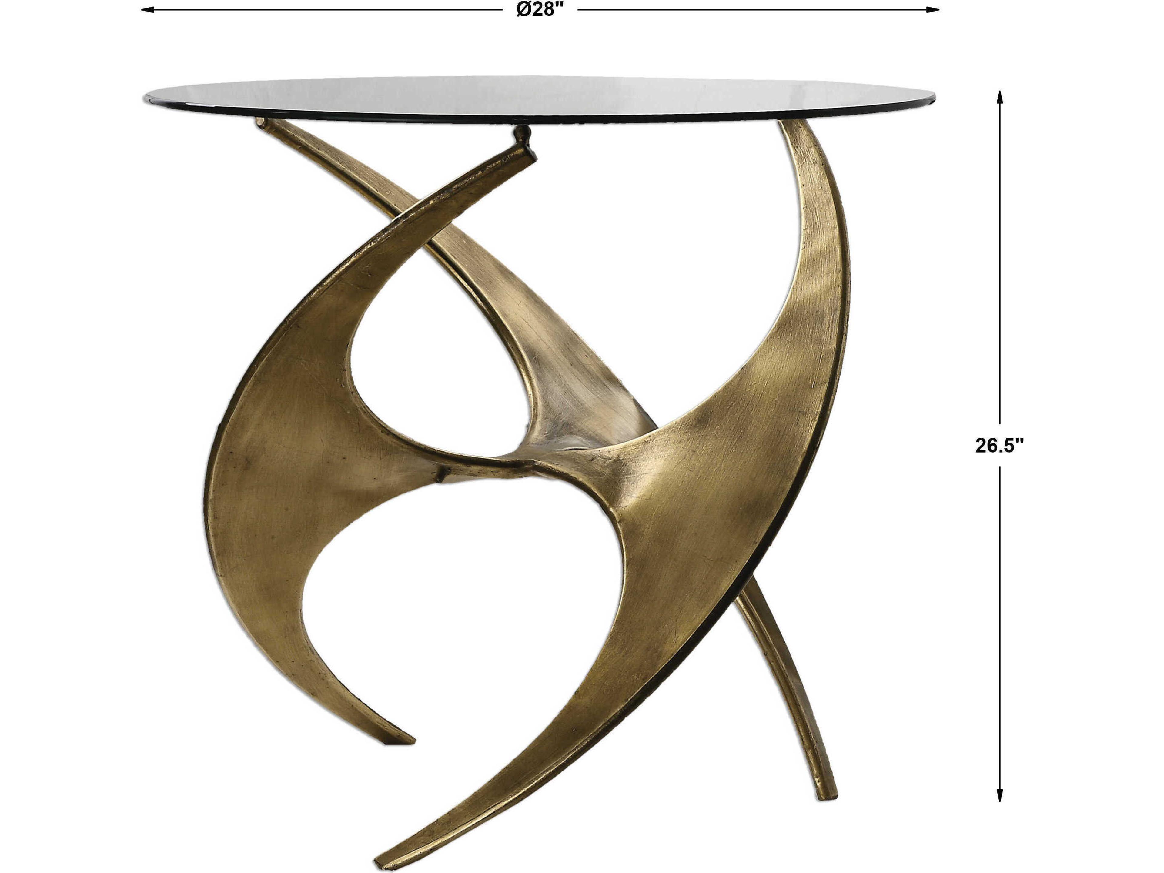 Uttermost Graciano Round Glass Antique Gold End Table