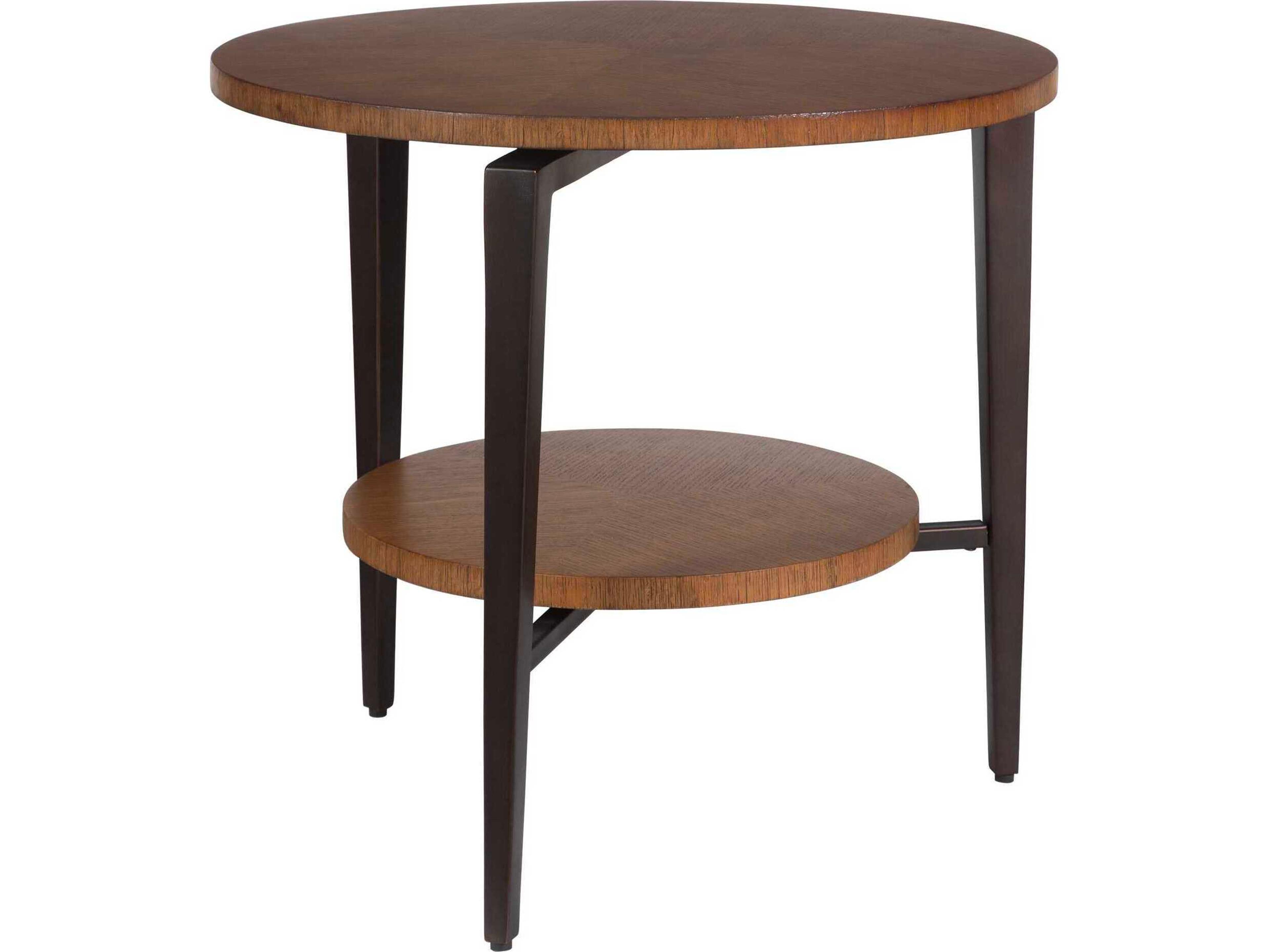 Uttermost Loddon Round Wood Brown Dark Bronze End Table