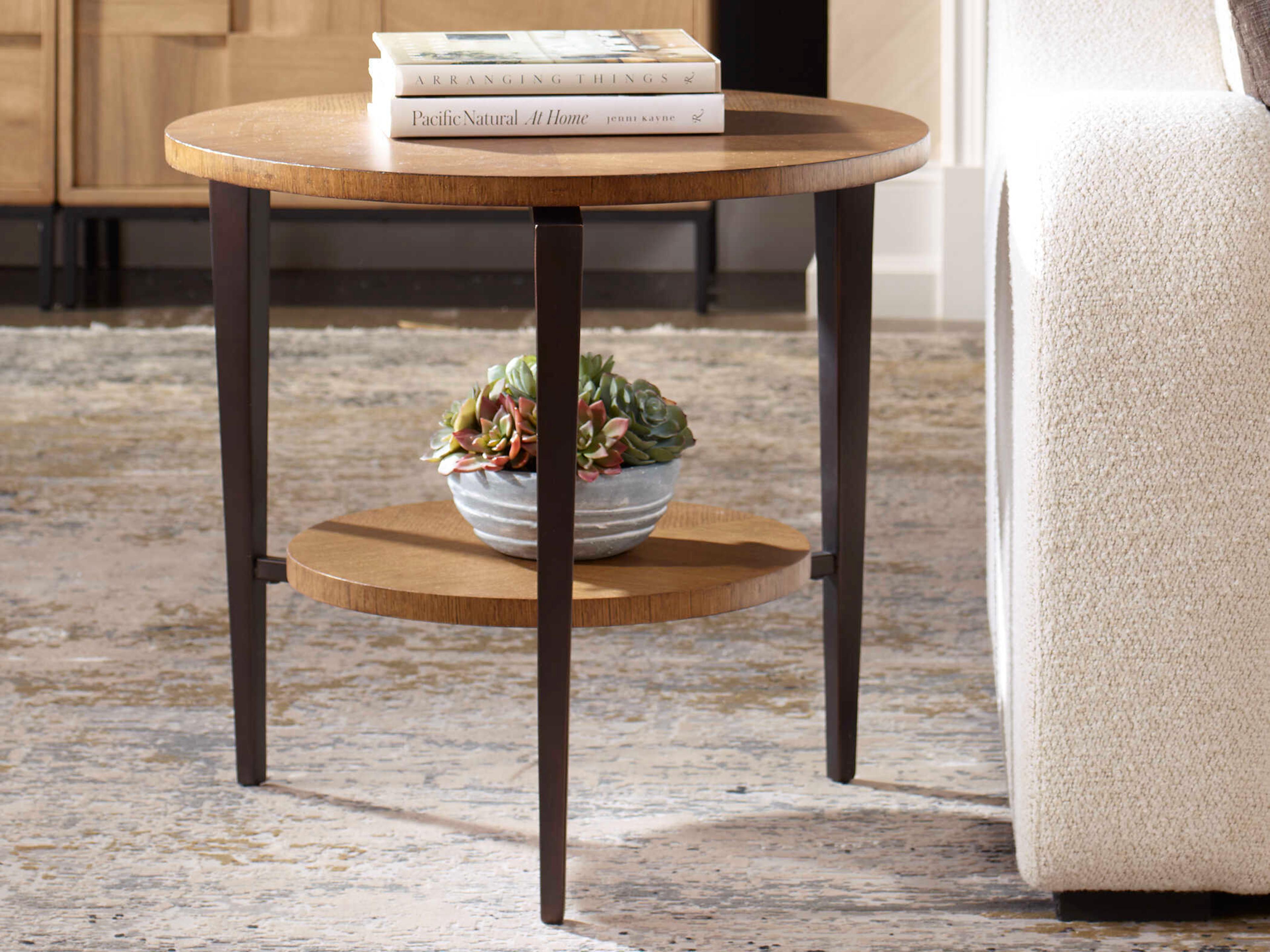 Uttermost Loddon Round Wood Brown Dark Bronze End Table