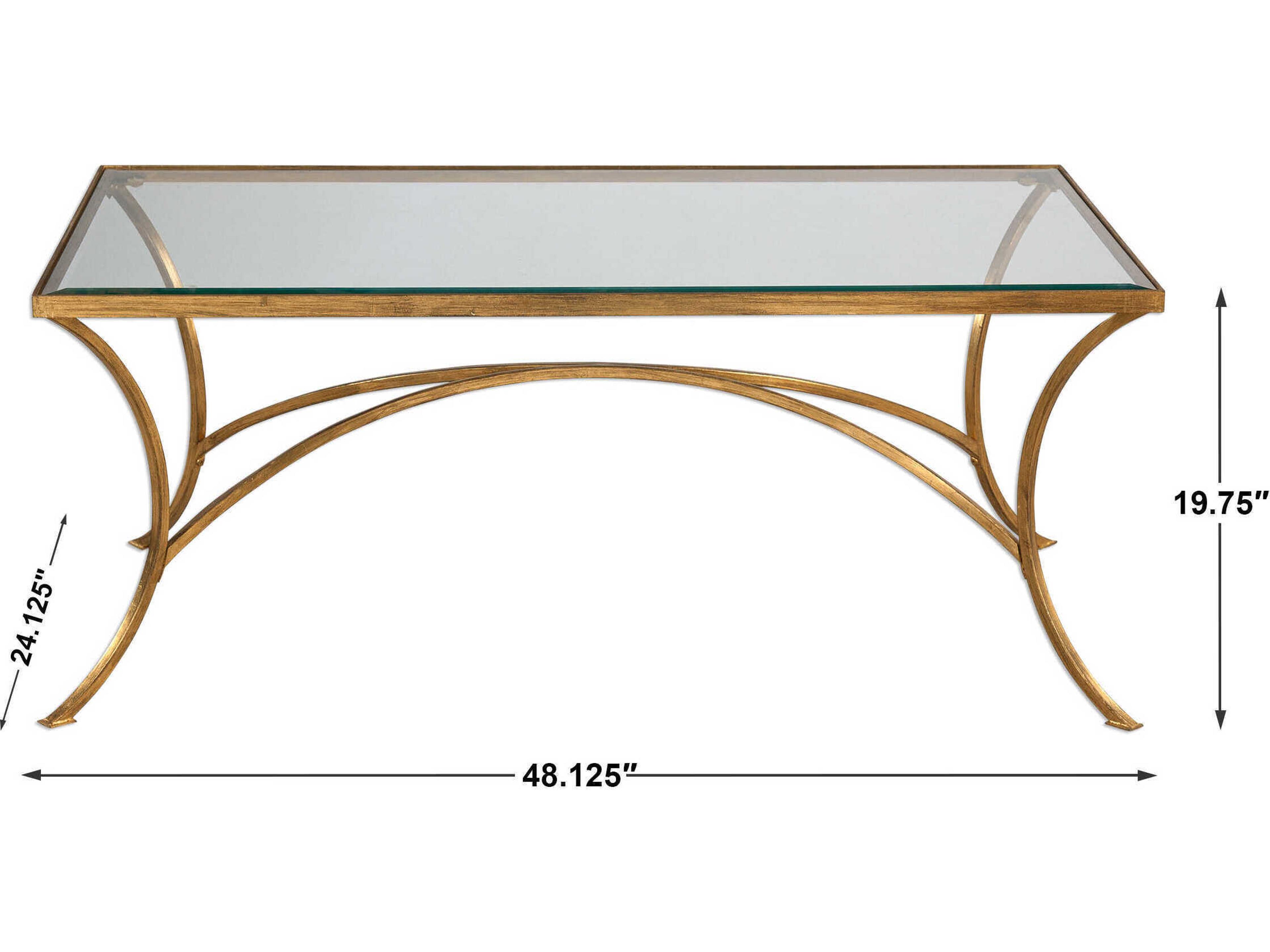 Uttermost Alayna Rectangular Glass Antique Gold Leaf Coffee Table