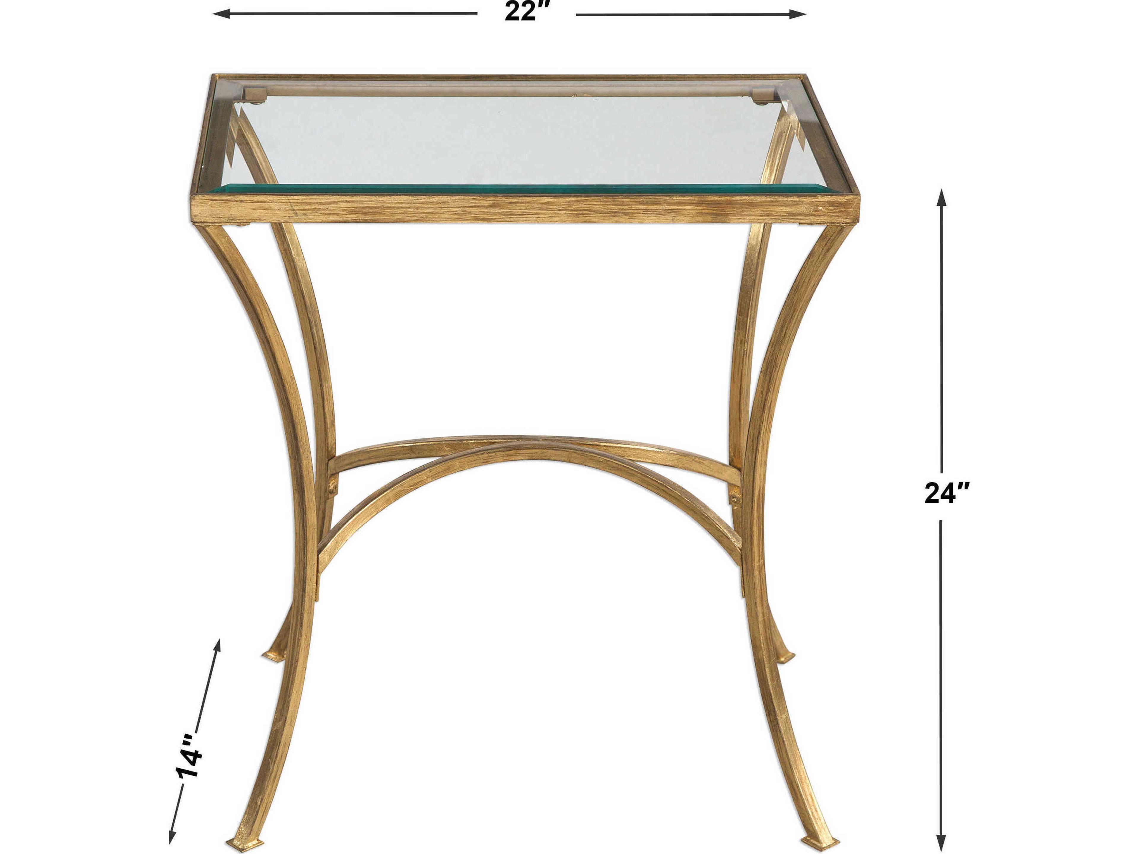 Uttermost Alayna Rectangular Glass Antique Gold Leaf End Table