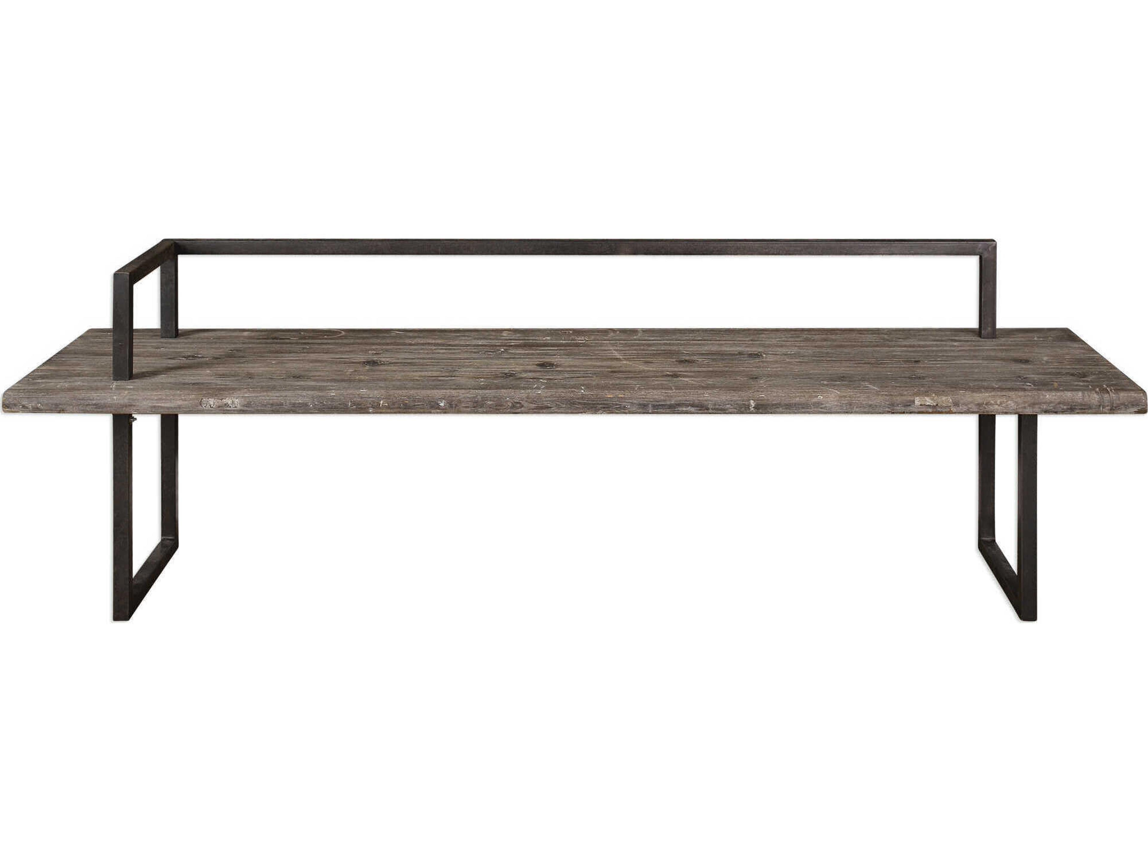 Uttermost Herbert Antique White Wash Aged Black Brown Accent Bench