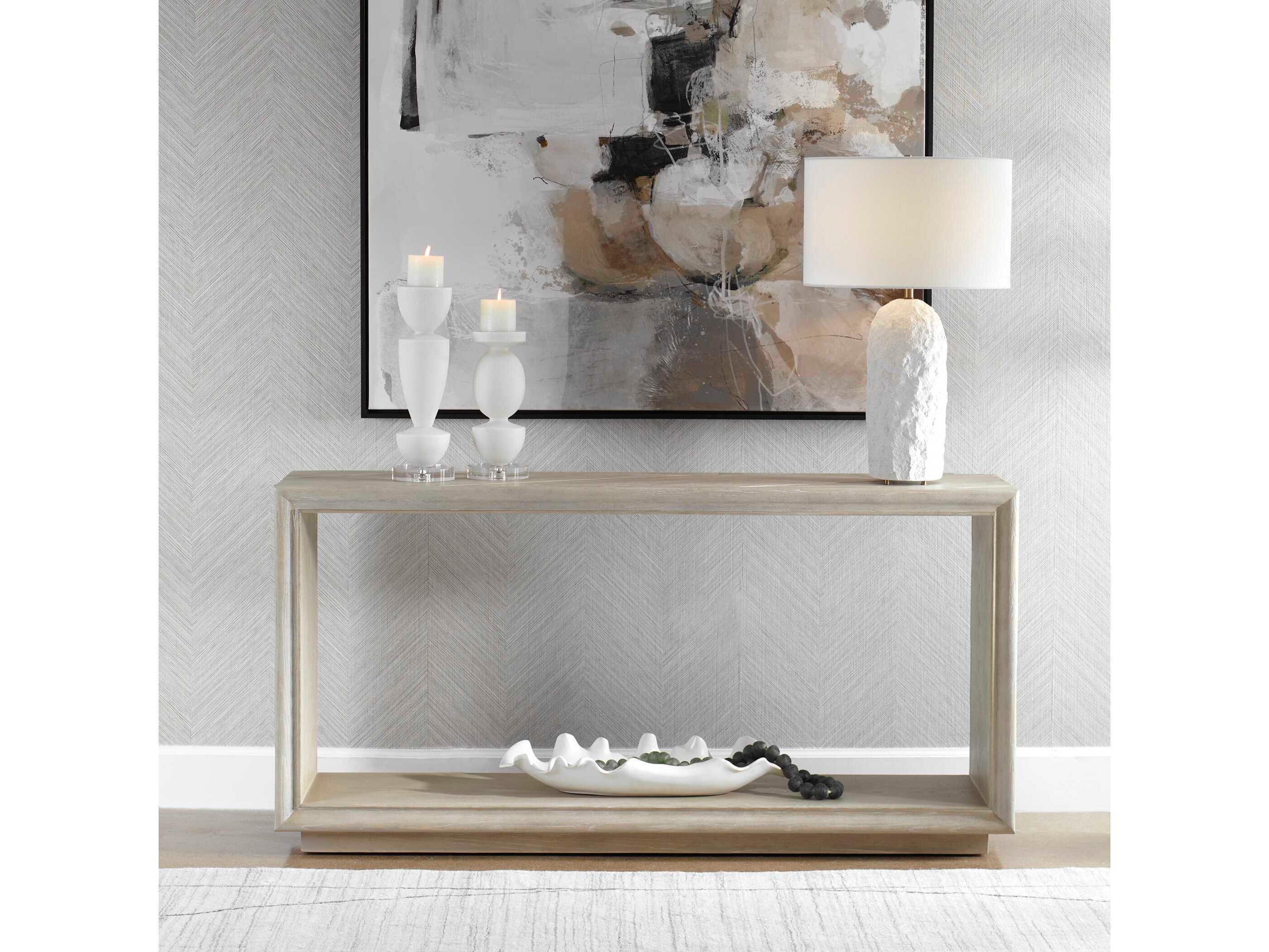 Uttermost Prism Rectangular Wood Light Oak Console Table