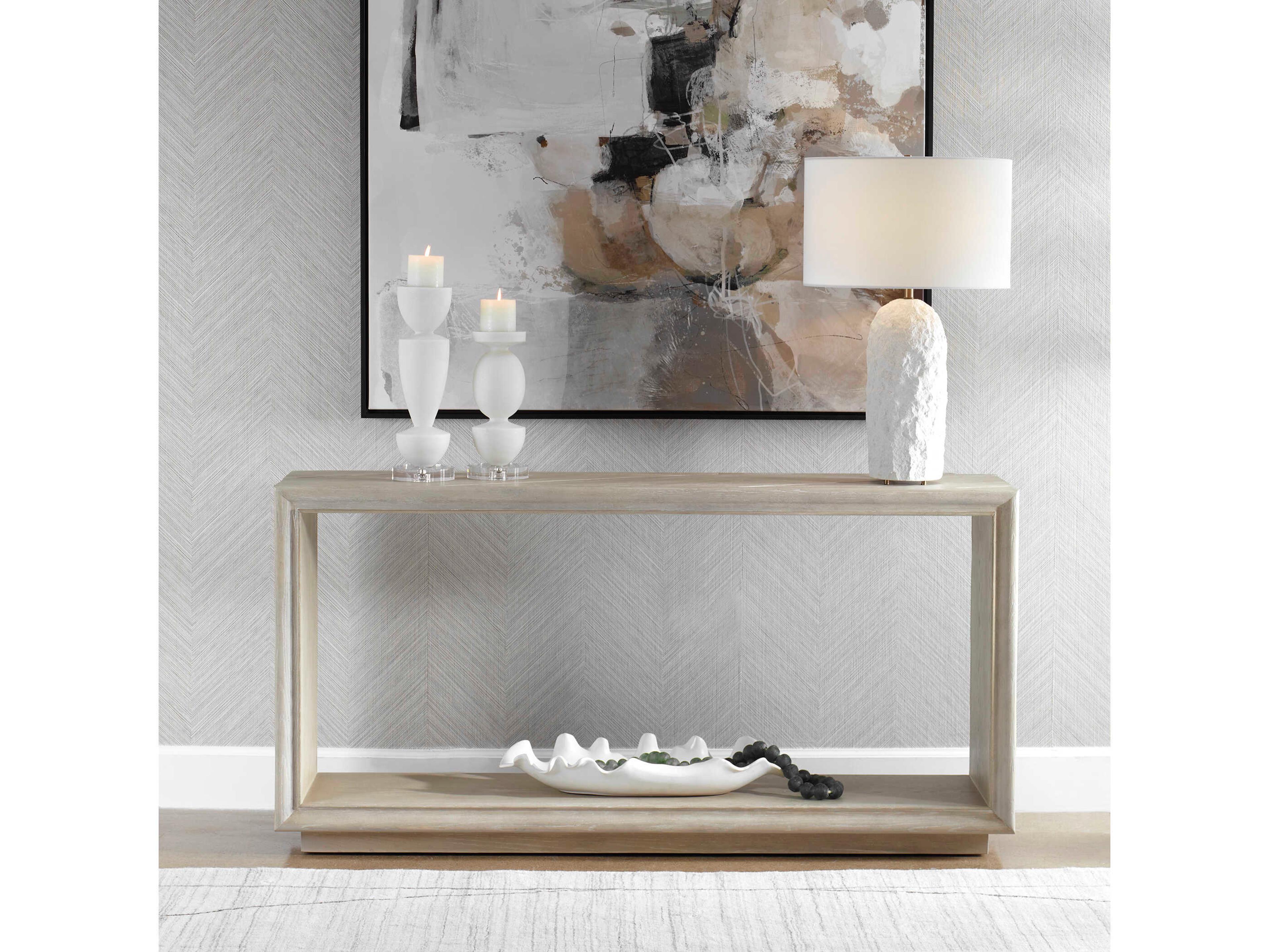 Uttermost Prism Rectangular Wood Light Oak Console Table