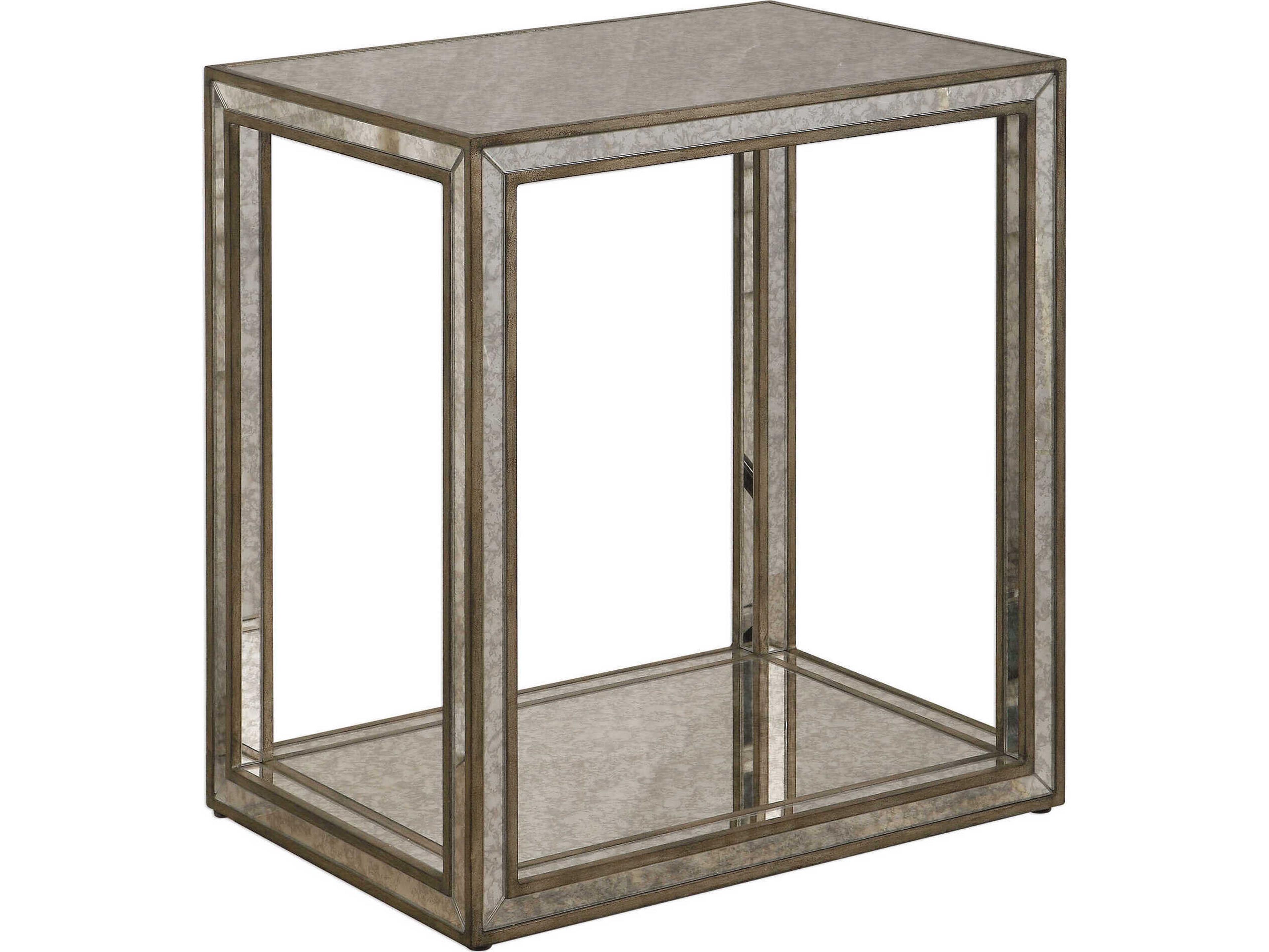 Uttermost Julie Rectangular Mirror Burnished Antique Gold End Table