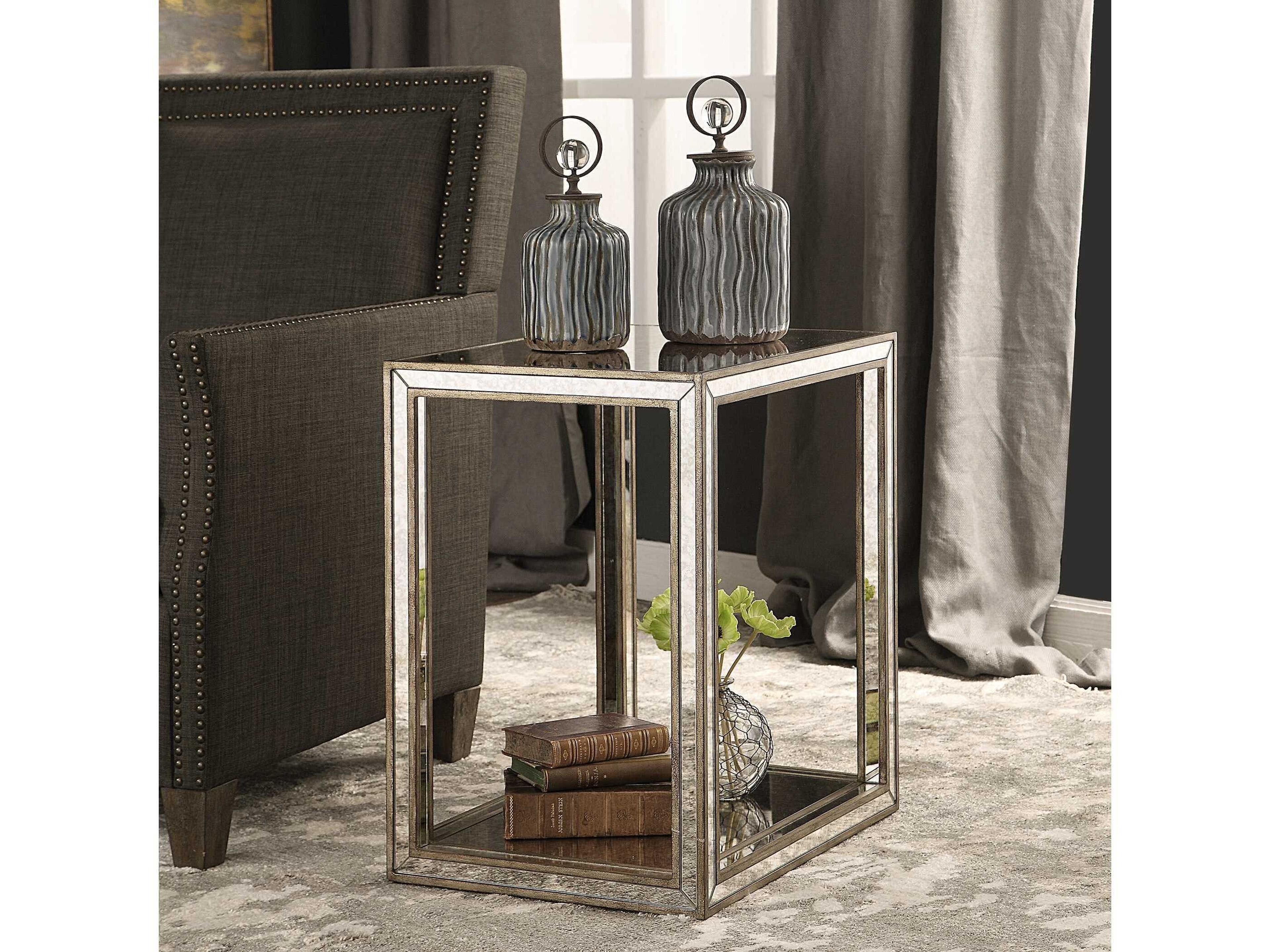 Uttermost Julie Rectangular Mirror Burnished Antique Gold End Table