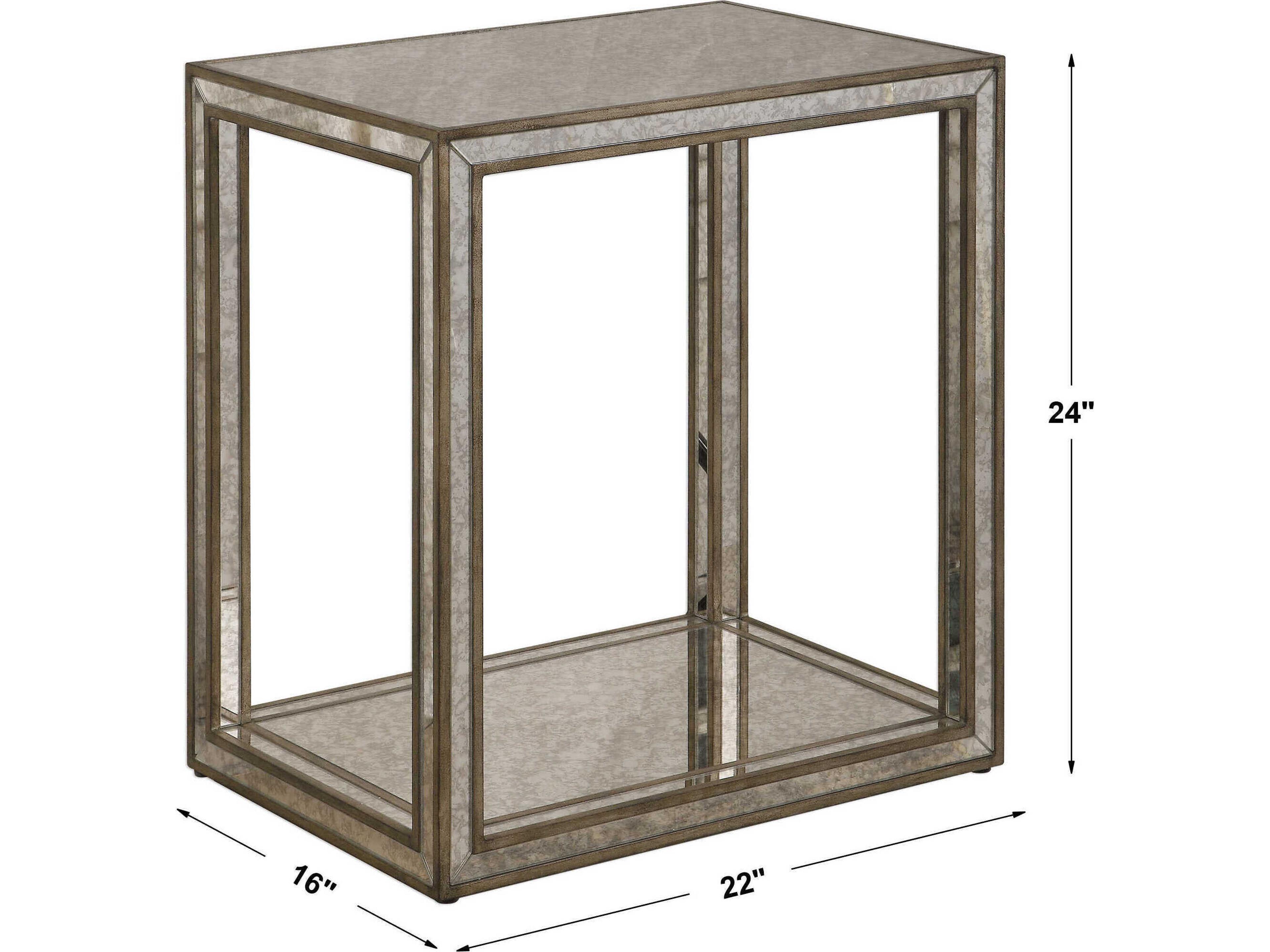 Uttermost Julie Rectangular Mirror Burnished Antique Gold End Table