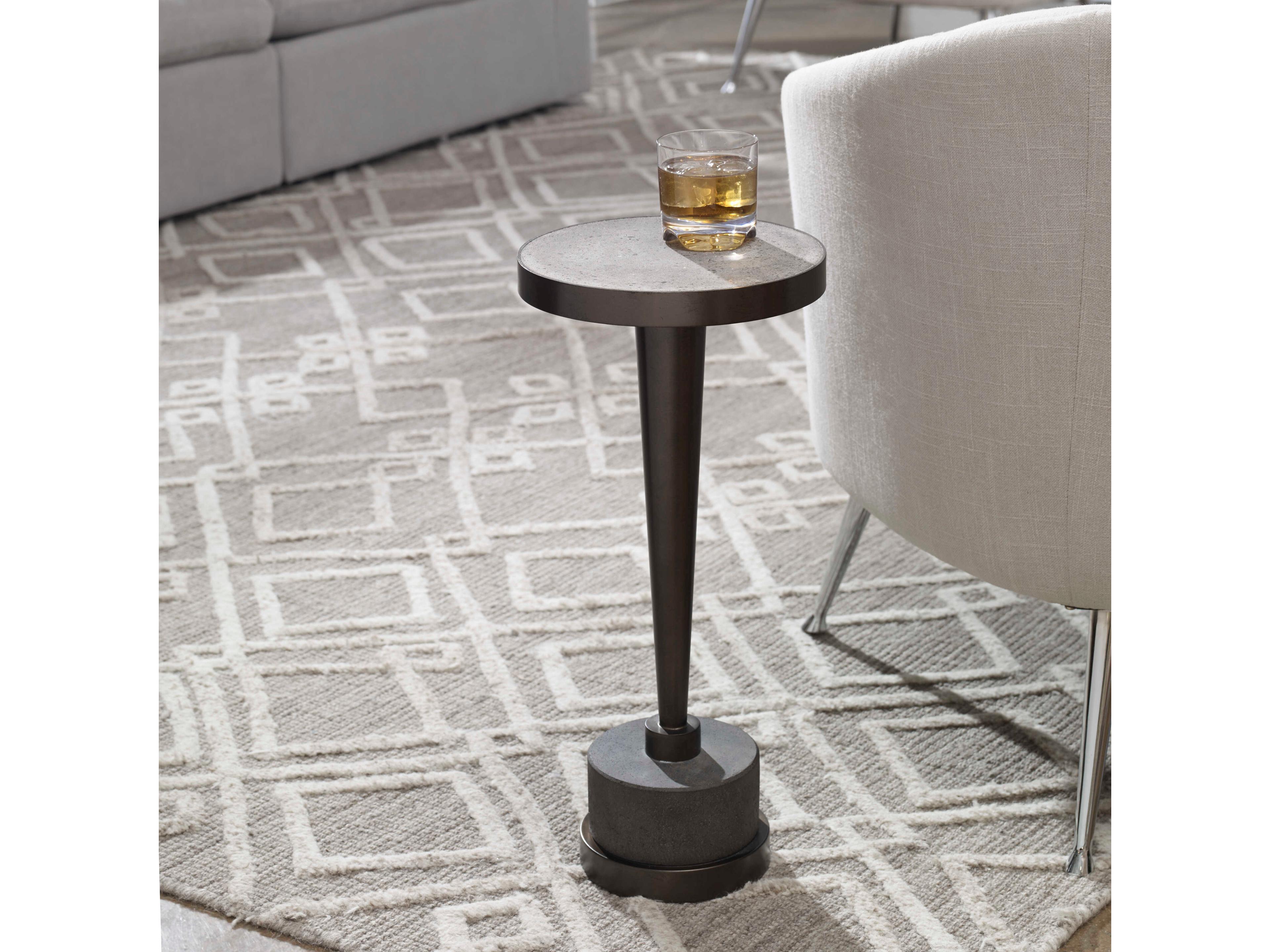 Uttermost Masika Round Stone Natural Gray End Table