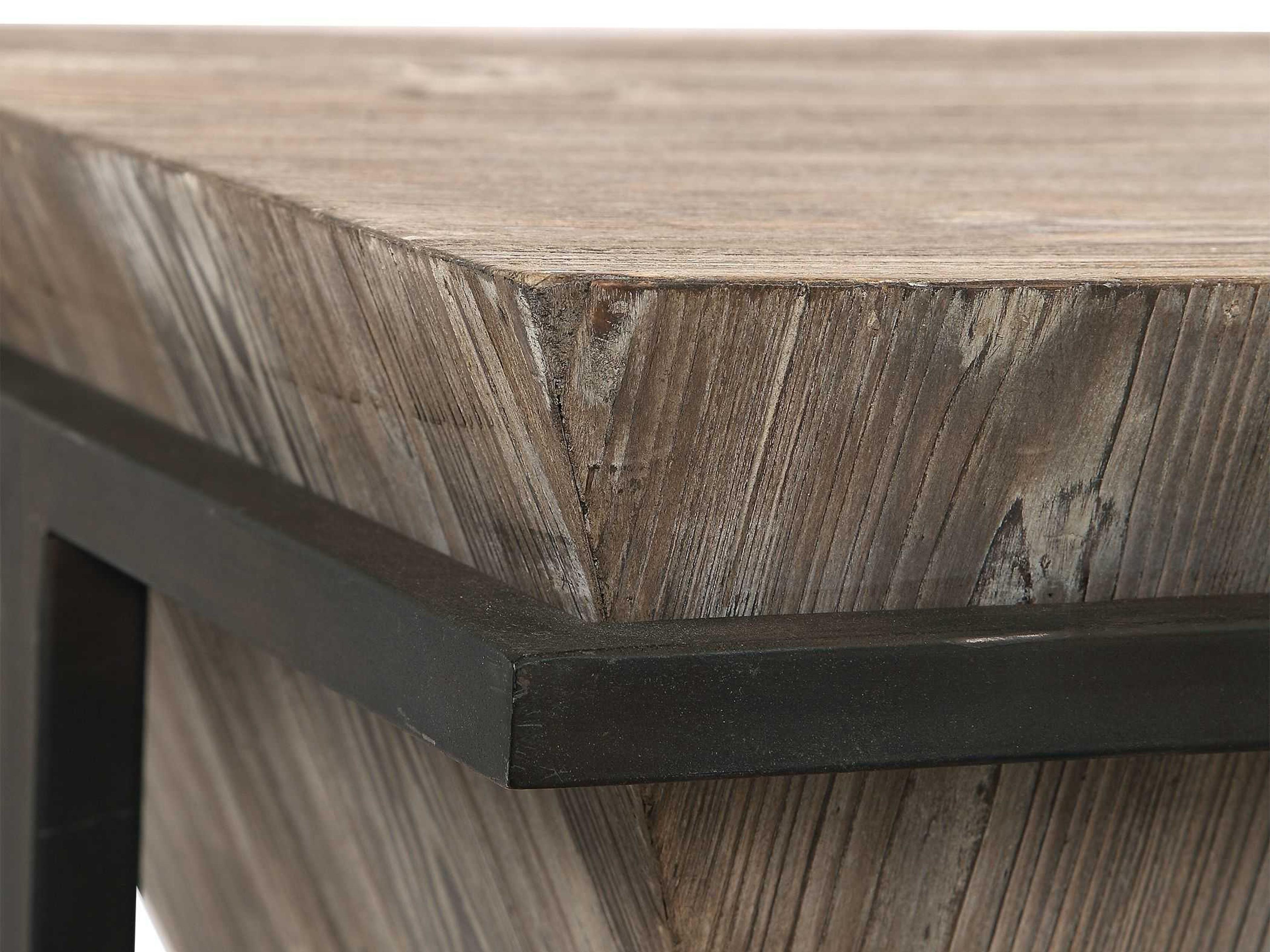 Uttermost Bertrand Square Wood Gray Wash Aged Black End Table