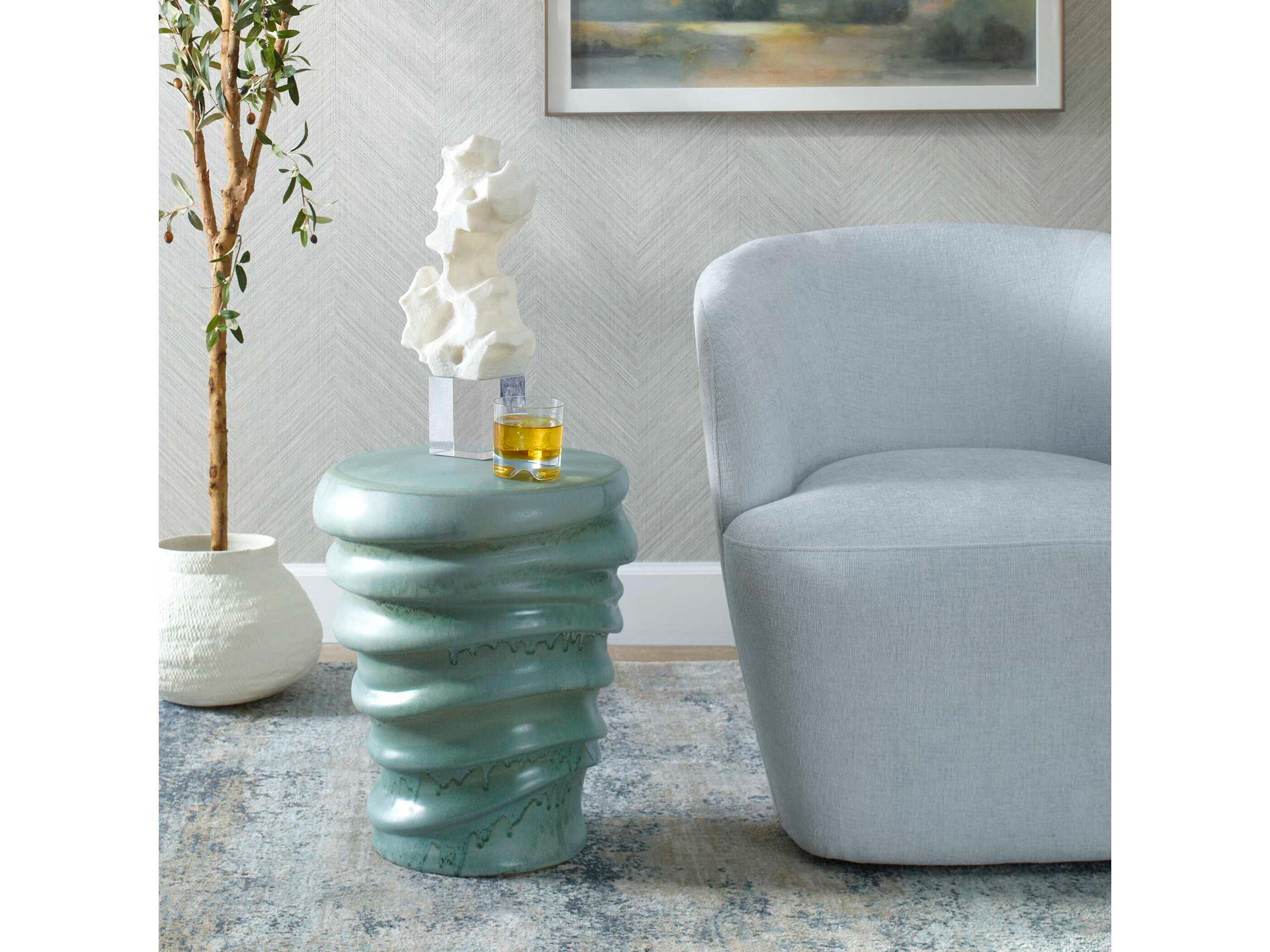 Uttermost Skye Light Aqua Green Accent Stool