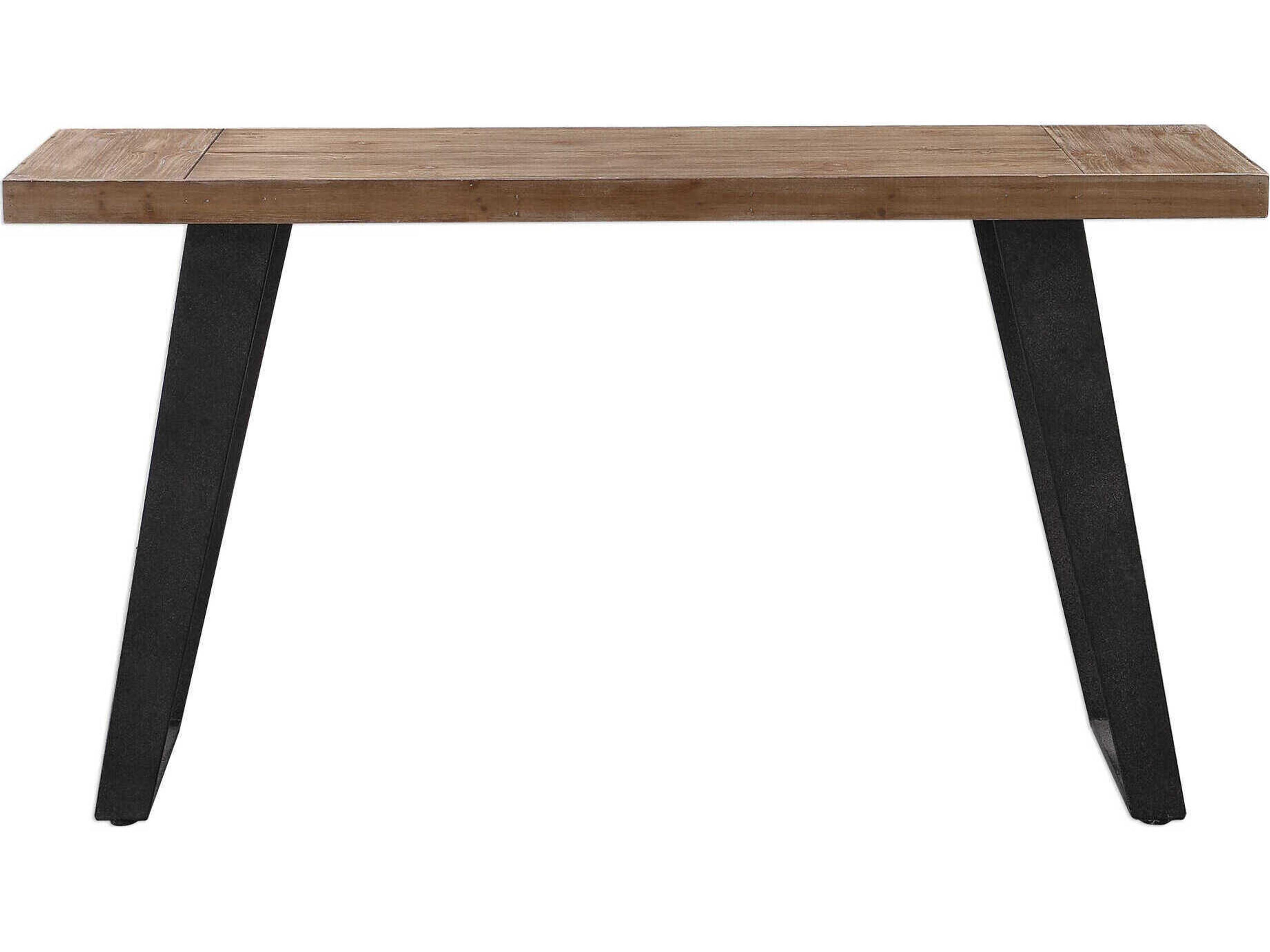 Uttermost Freddy Weathered Rectangular Wood Aged Black Console Table