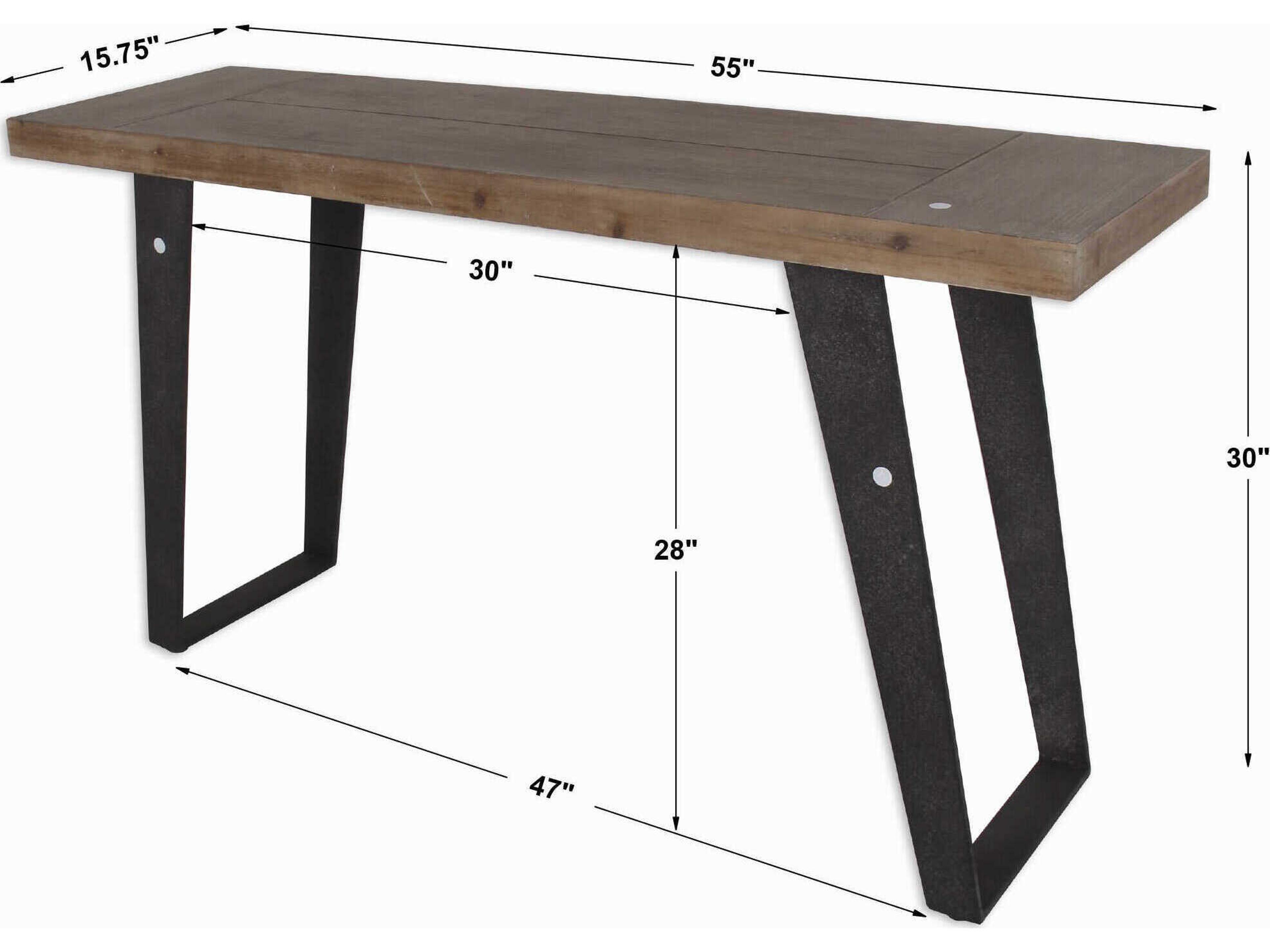 Uttermost Freddy Weathered Rectangular Wood Aged Black Console Table