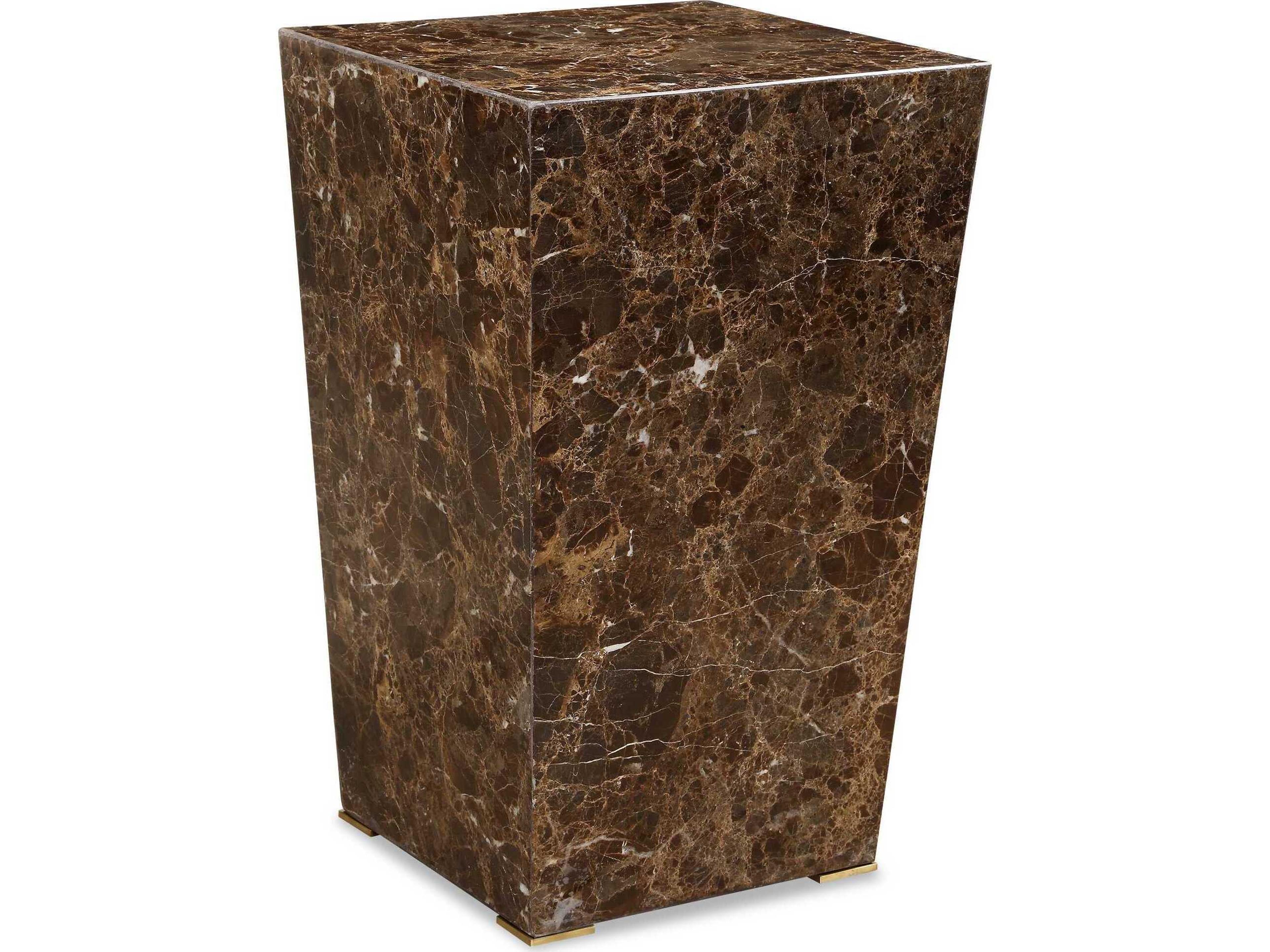 Poe Square Marble Brown End Table