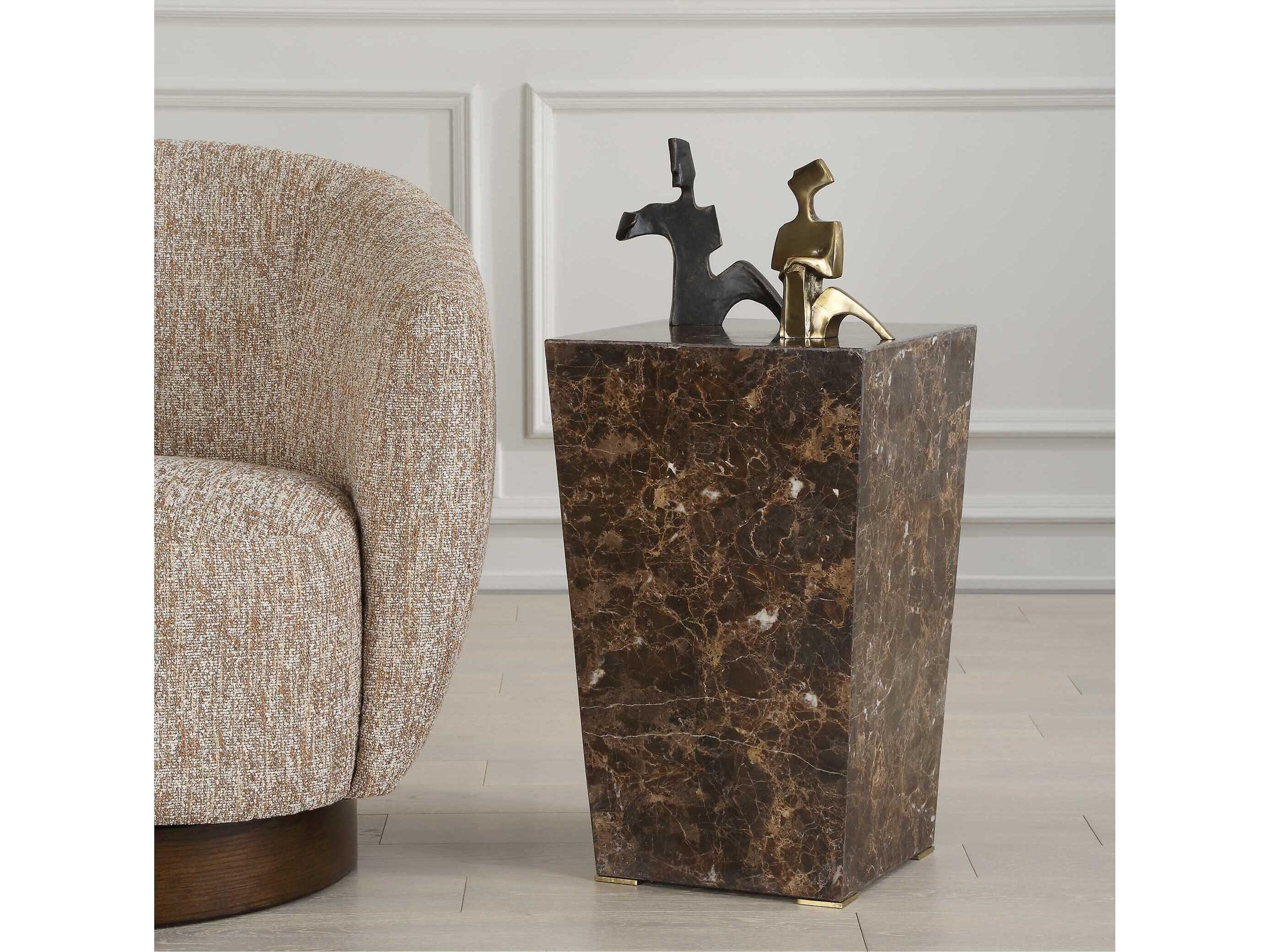 Uttermost Poe Square Marble Brown End Table