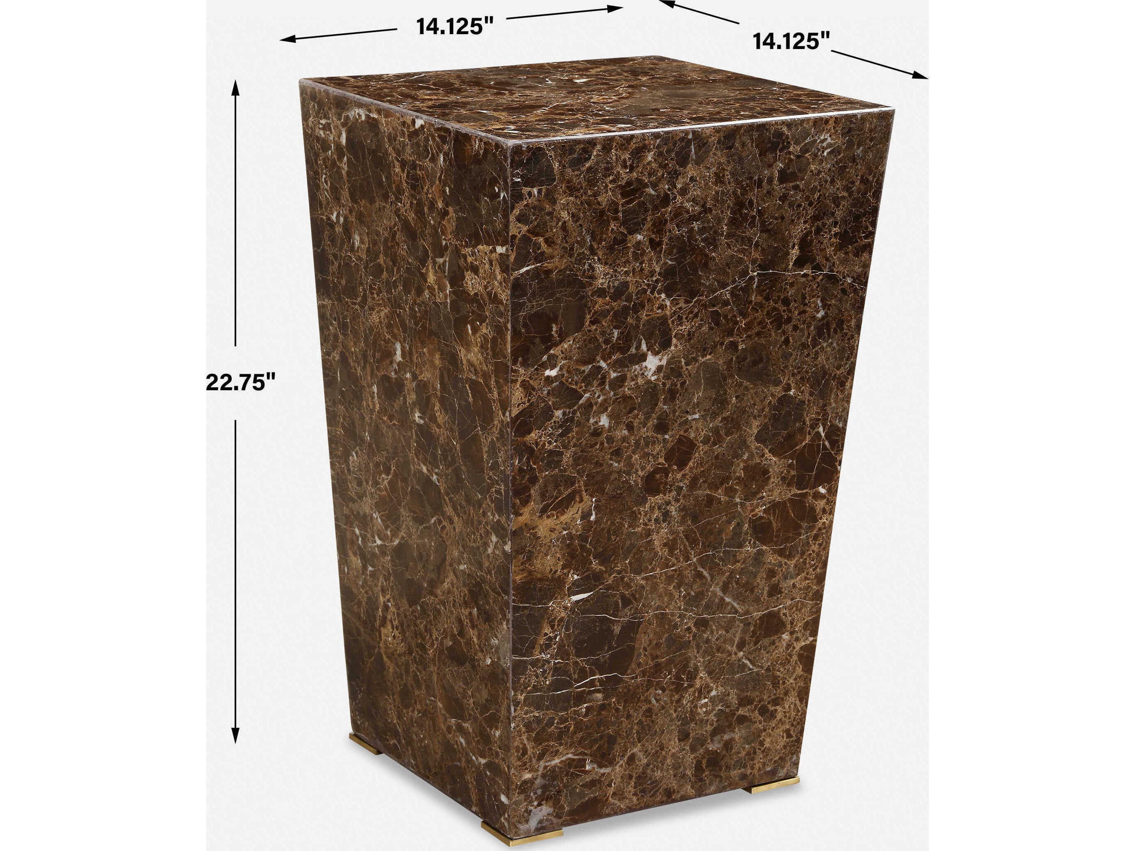 Uttermost Poe Square Marble Brown End Table