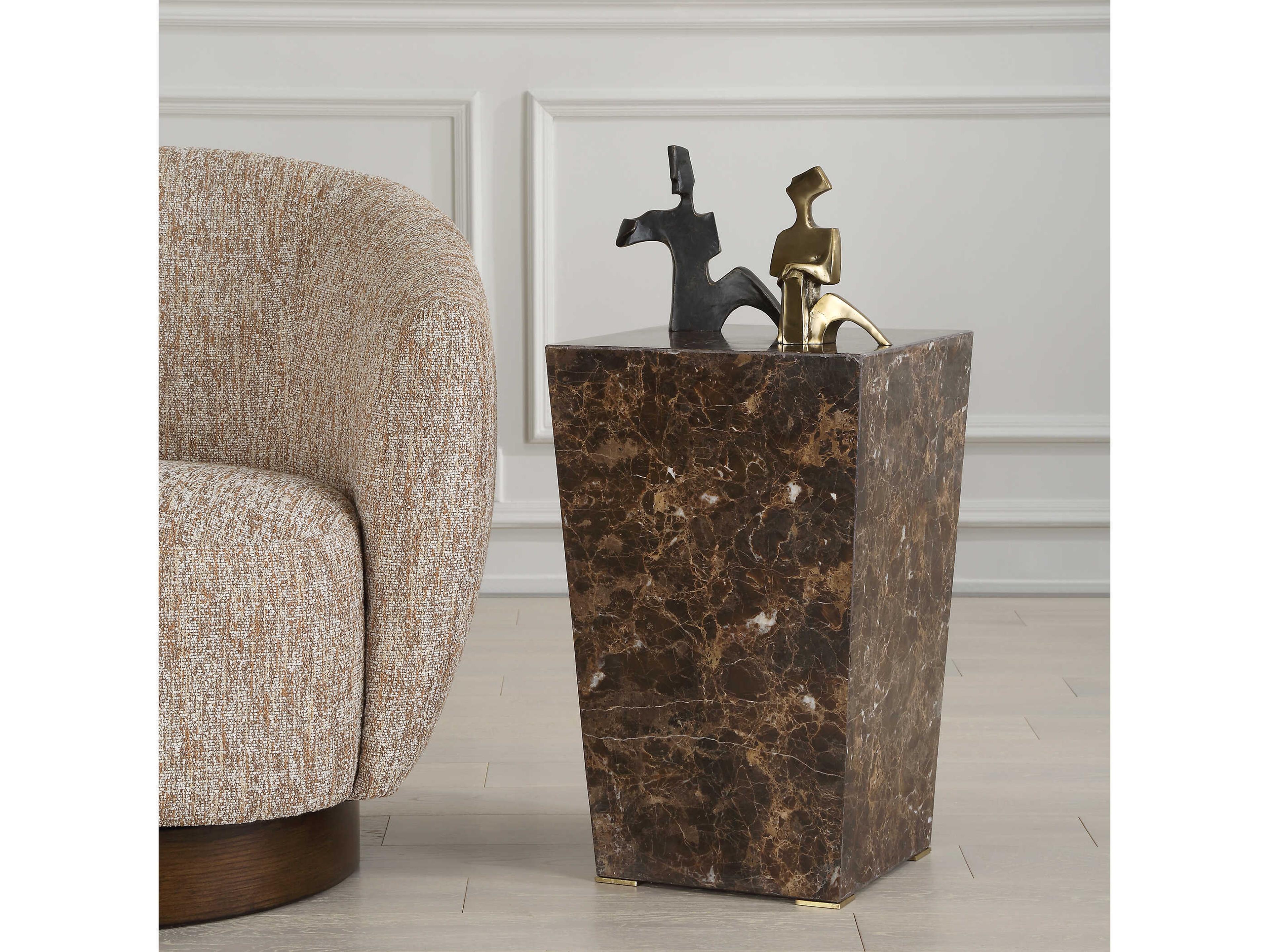 Uttermost Poe Square Marble Brown End Table