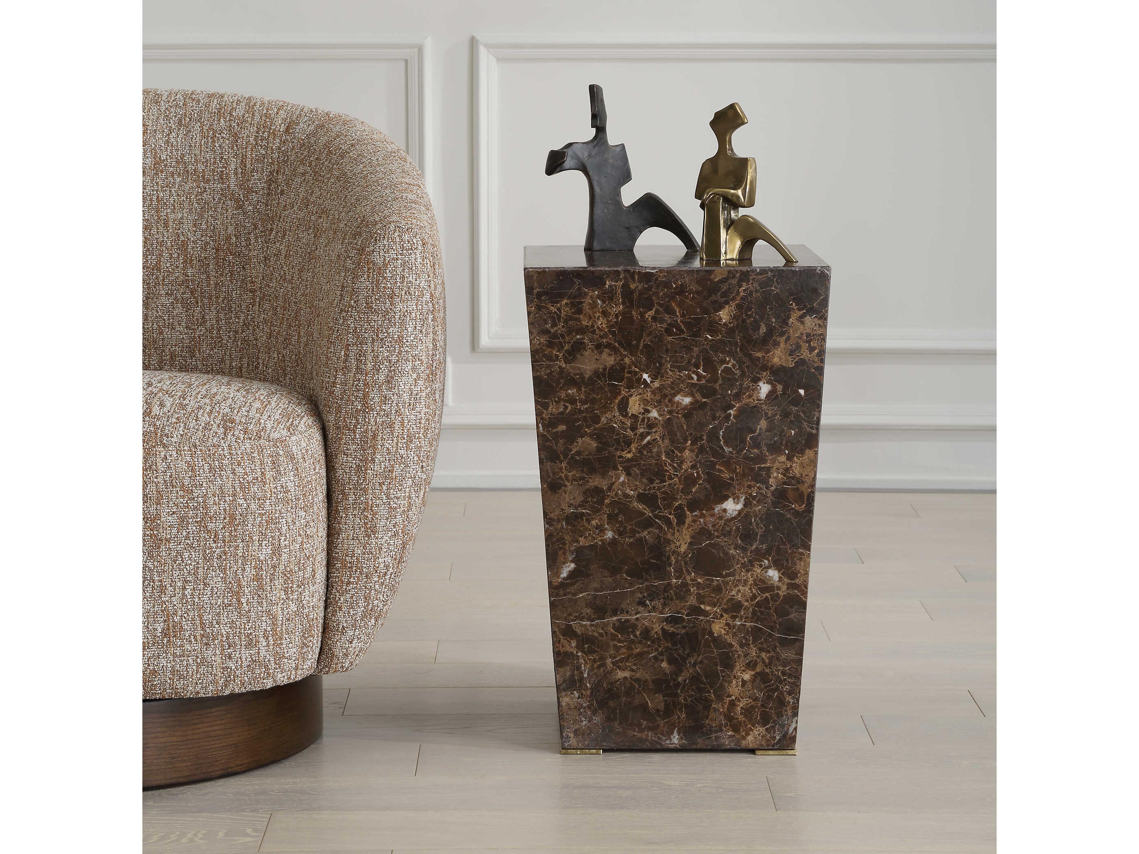 Uttermost Poe Square Marble Brown End Table