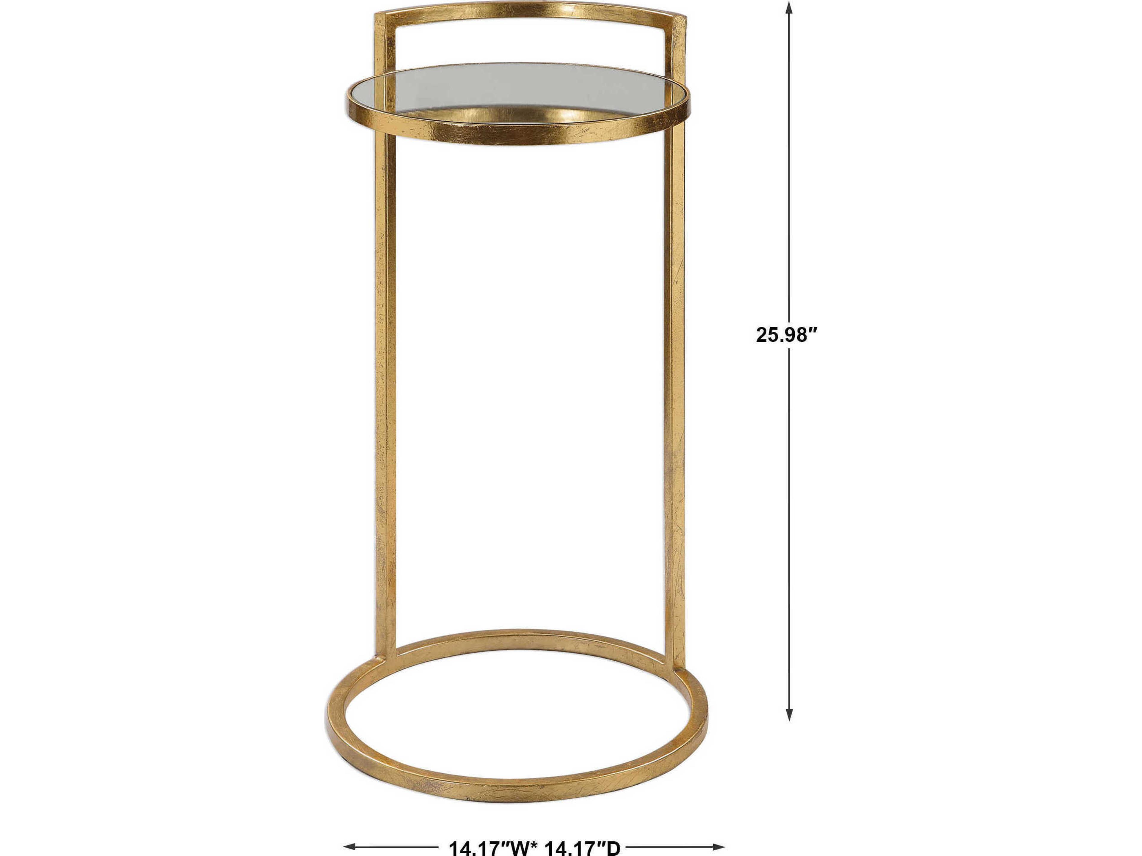 Uttermost Cailin Round Glass Gold Leaf End Table
