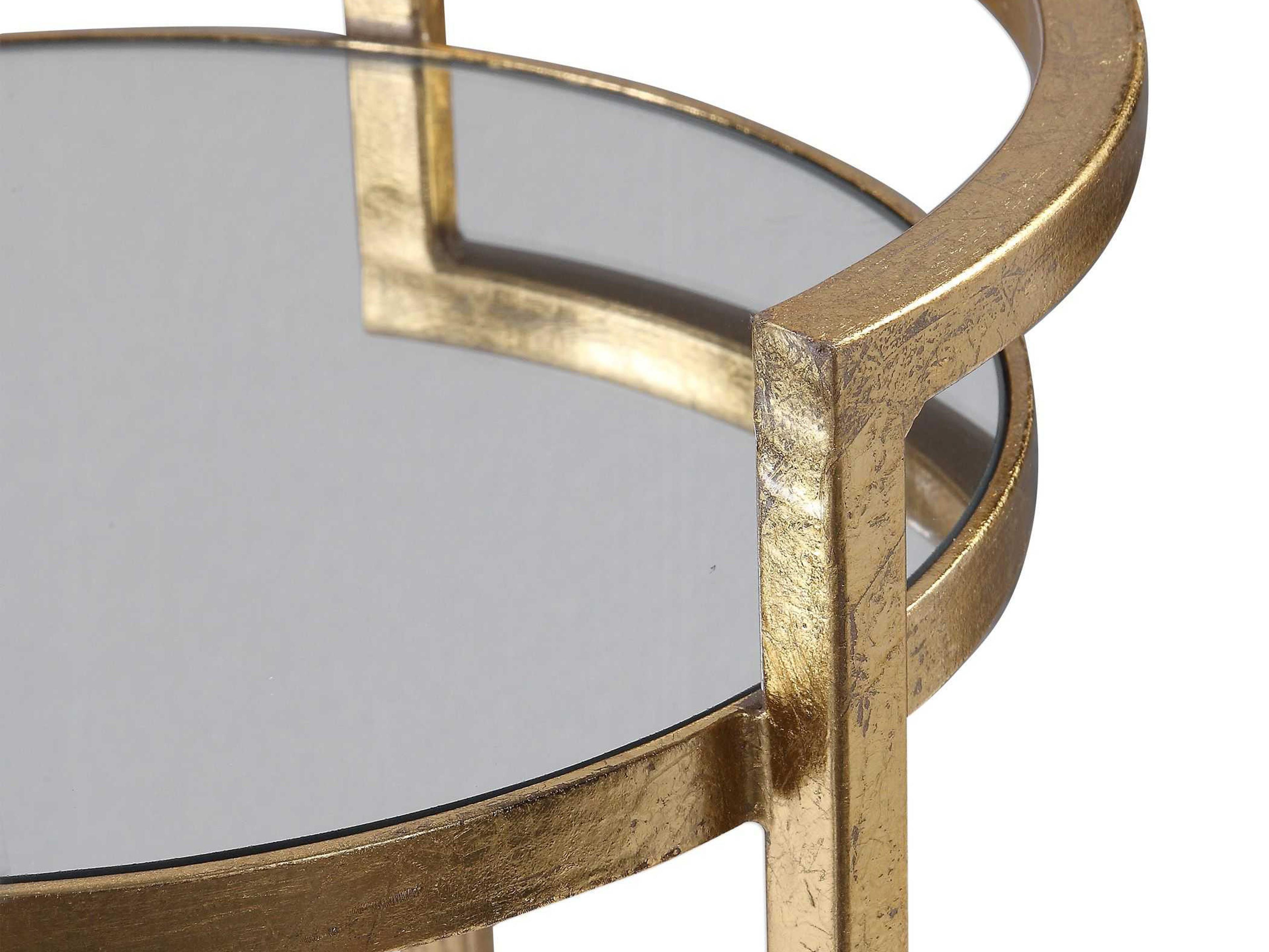 Uttermost Cailin Round Glass Gold Leaf End Table