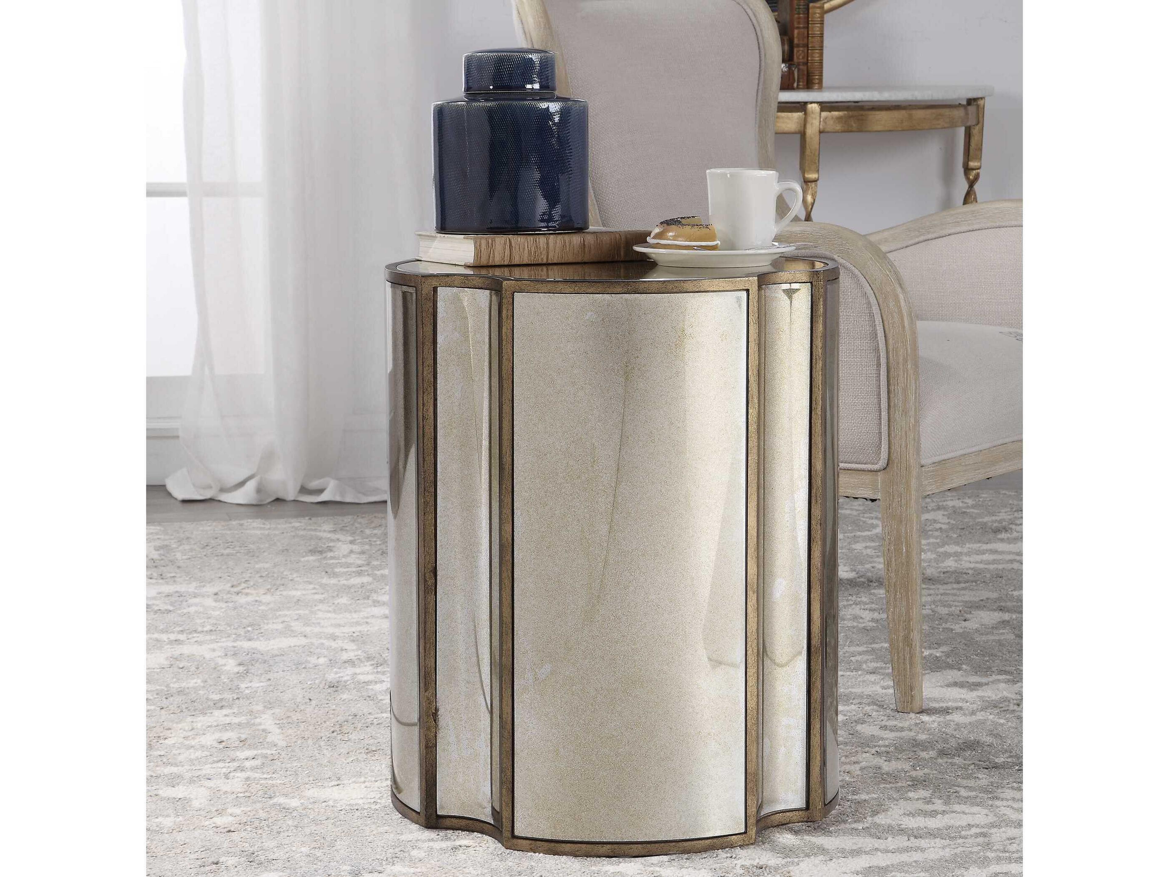 Uttermost Harlow Mirror Antique Brass End Table