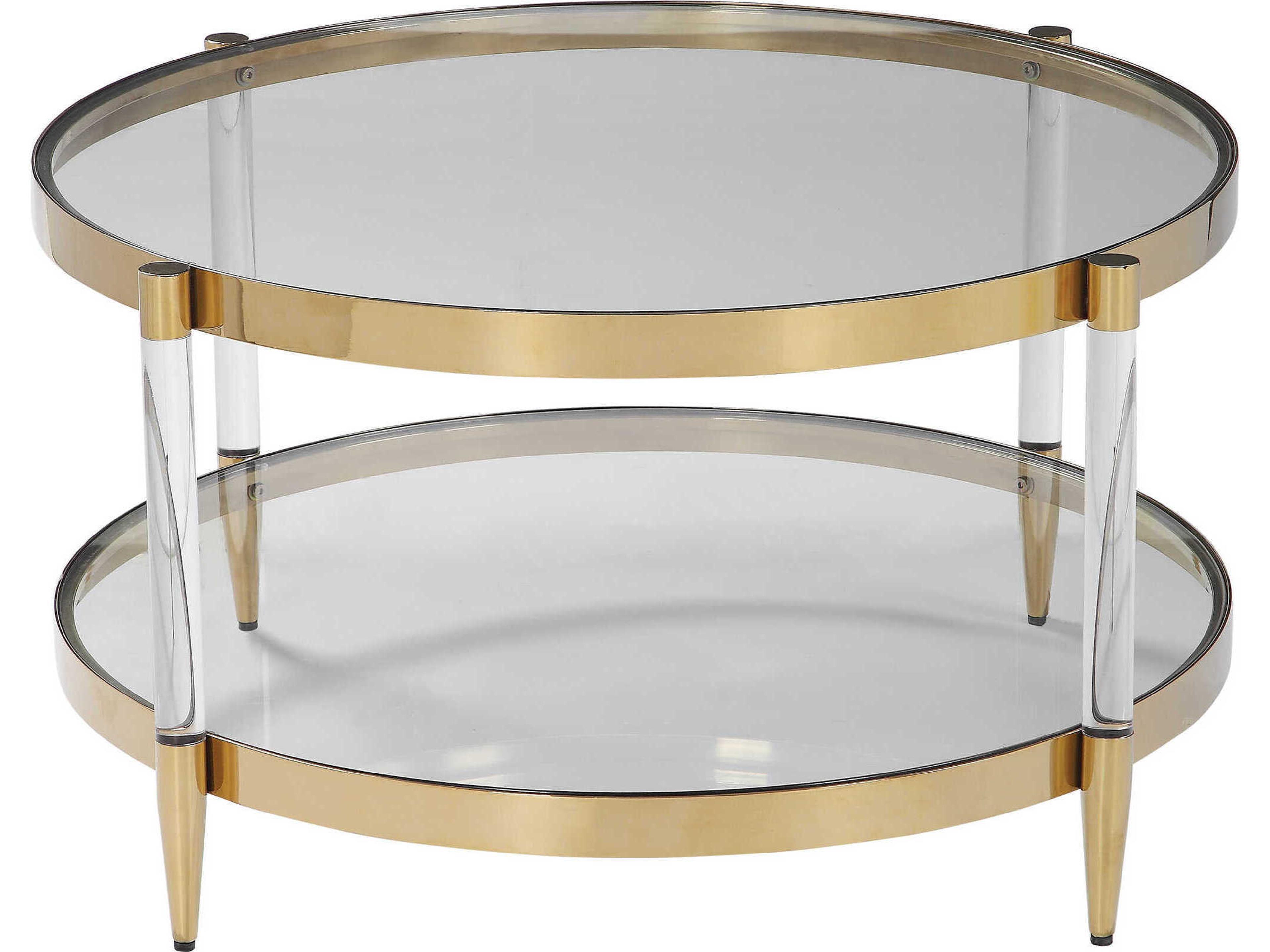 Uttermost Kellen Round Glass Gold Clear Coffee Table