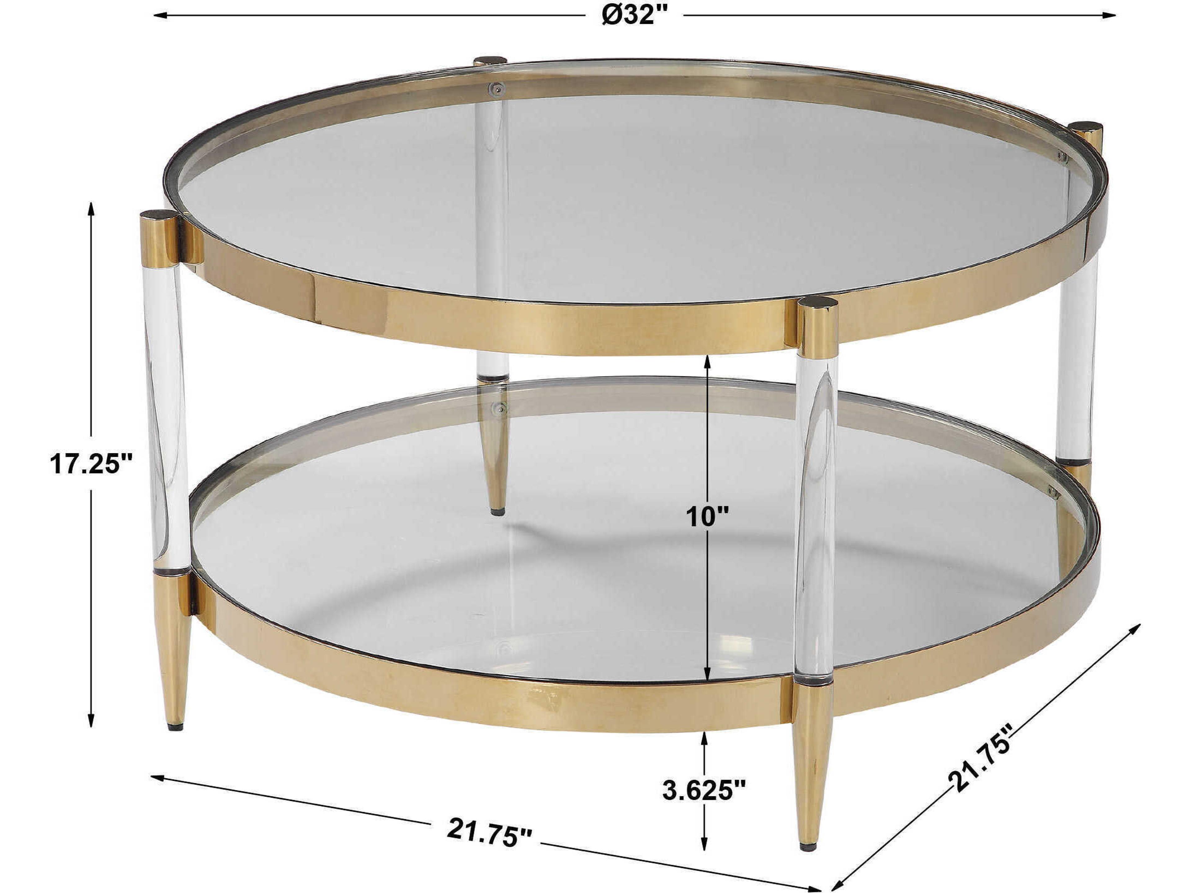 Uttermost Kellen Round Glass Gold Clear Coffee Table