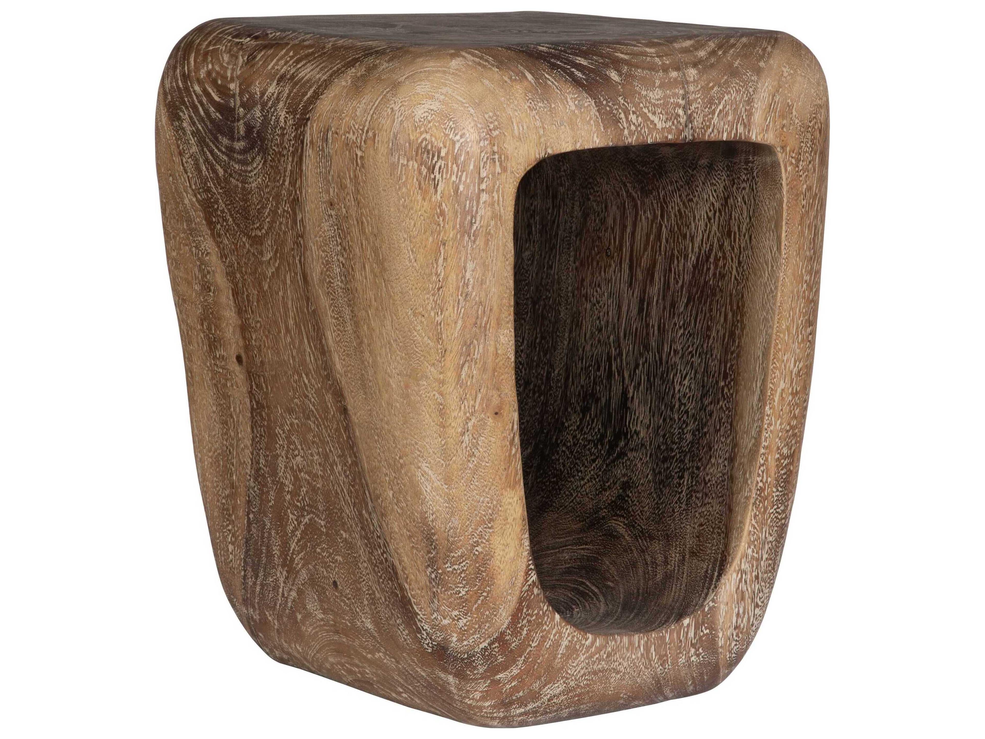 Loophole Natural Wash Brown Accent Stool