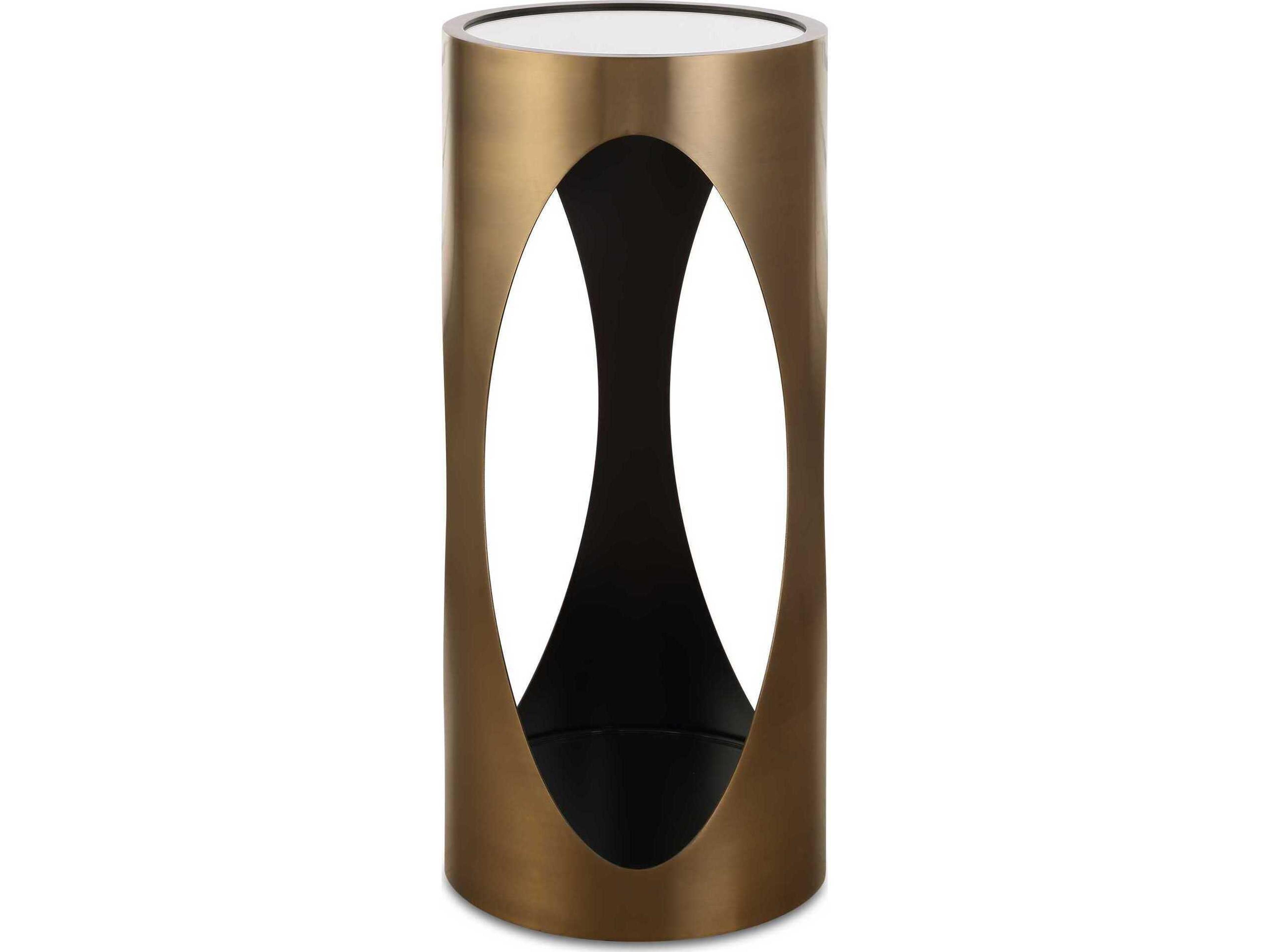 Achilles Round Glass Brushed Brass End Table