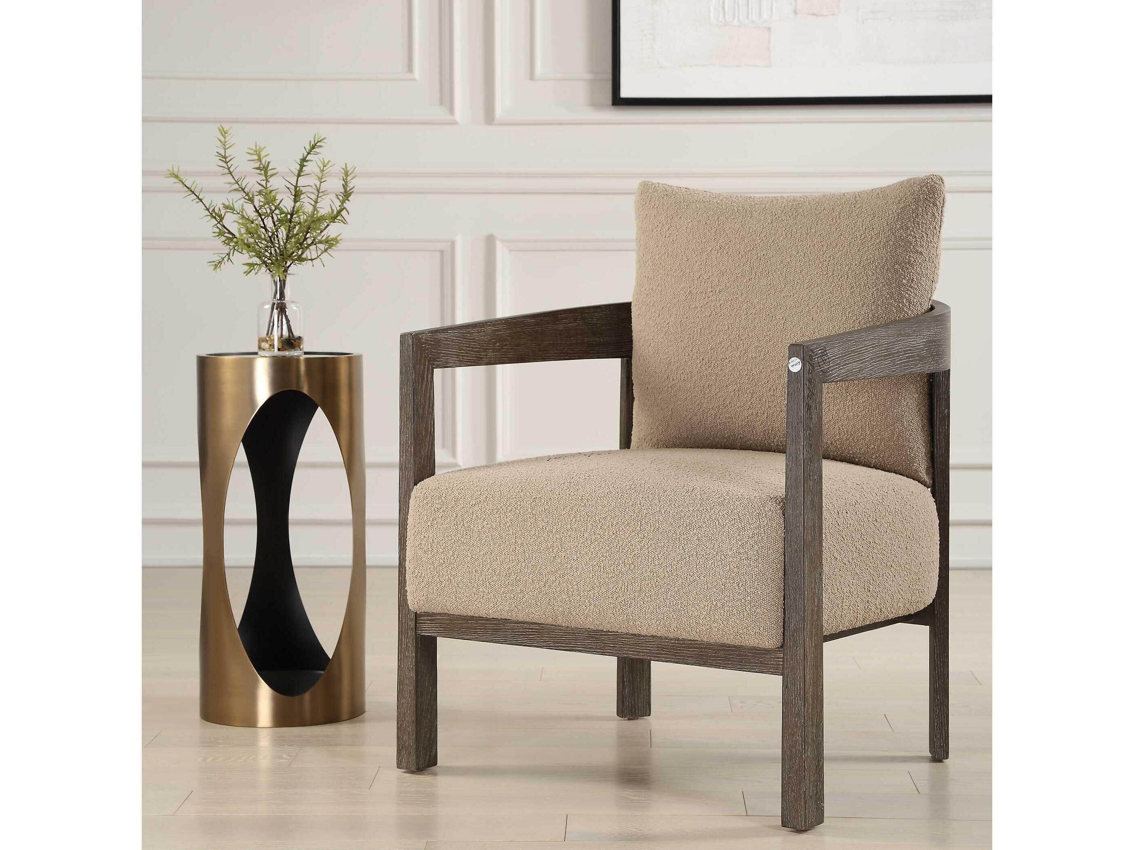 Uttermost Achilles Round Glass Brushed Brass End Table