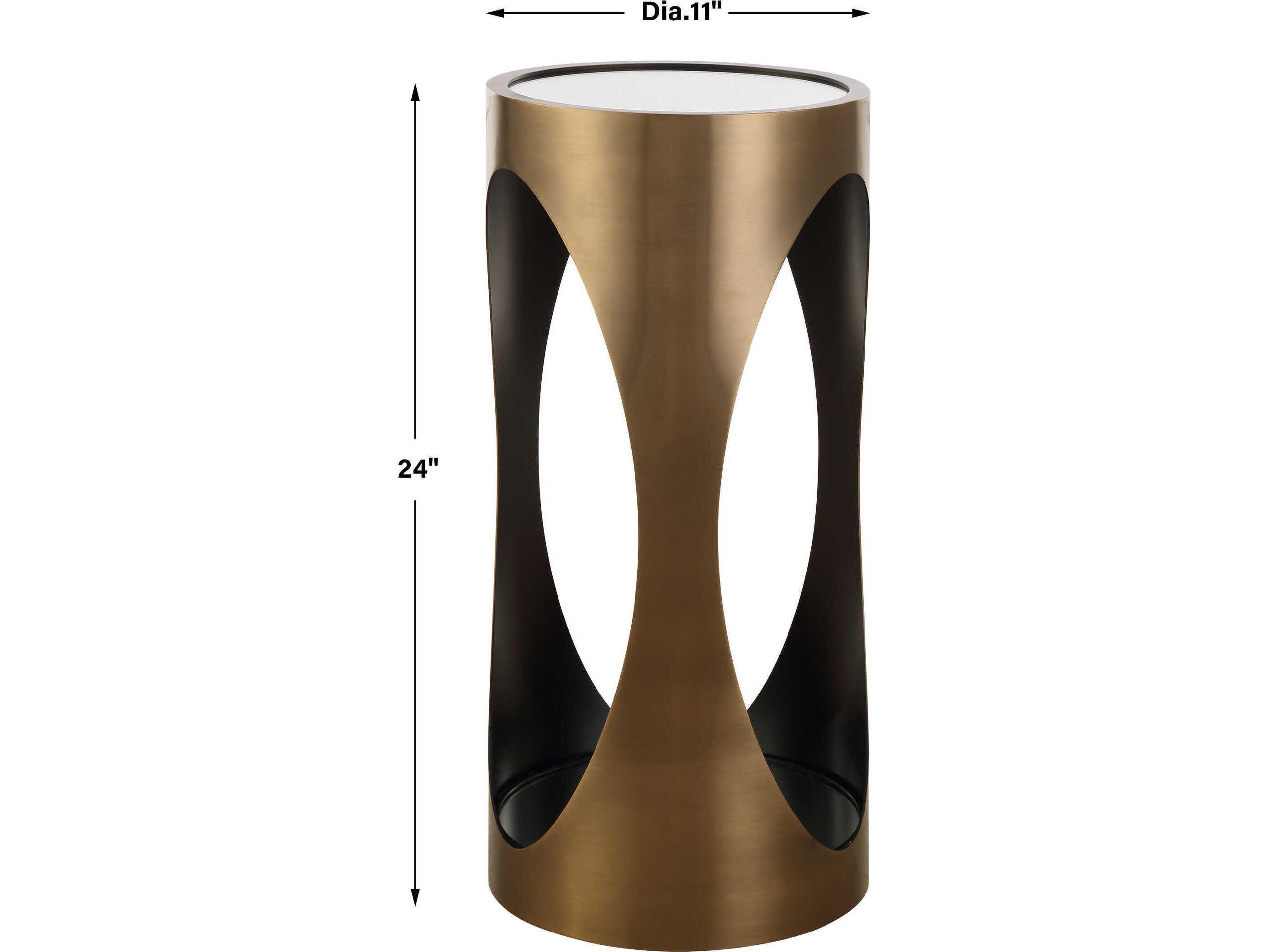 Uttermost Achilles Round Glass Brushed Brass End Table