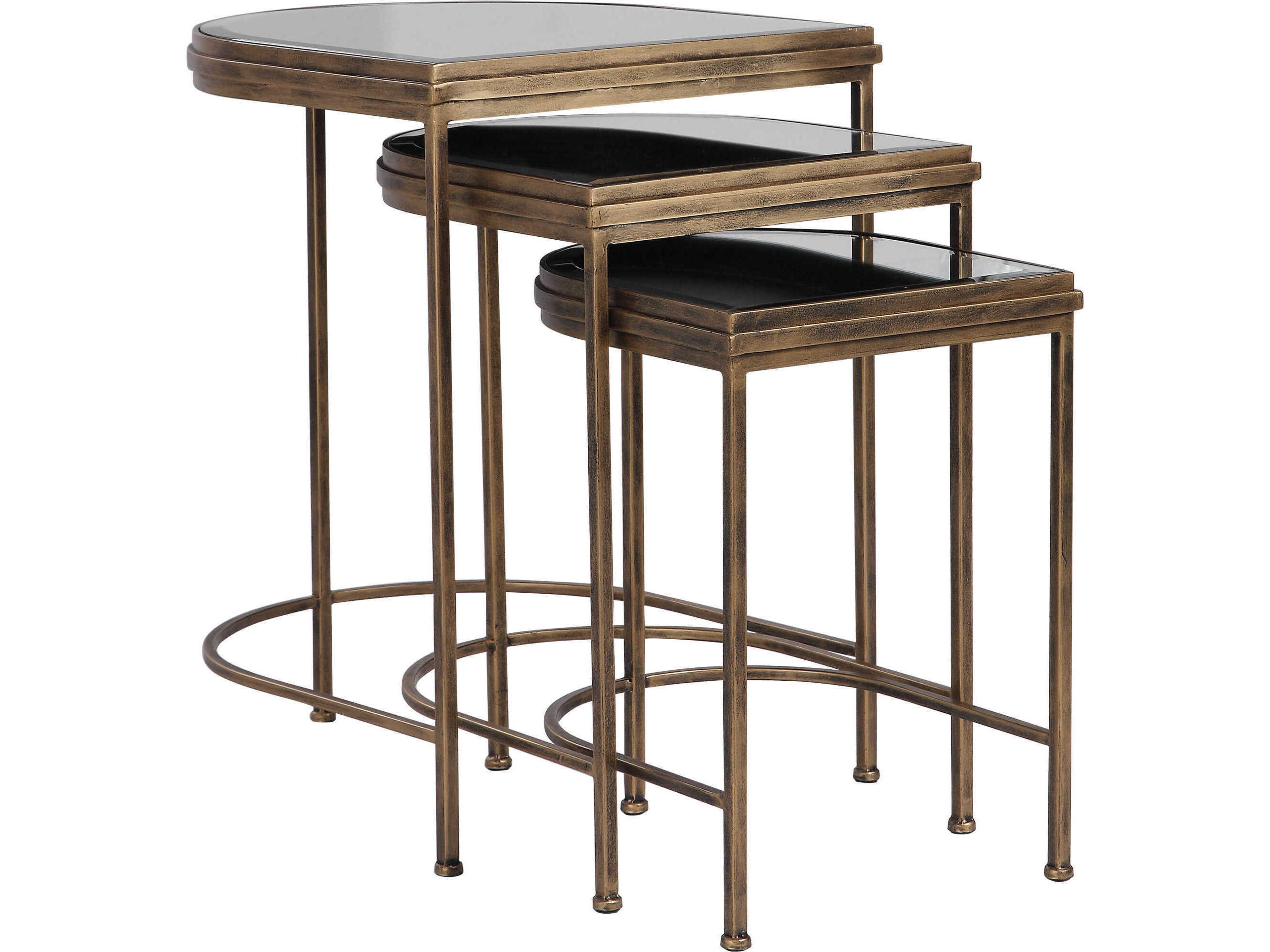 Uttermost India Demilune Mirror Antique Brushed Gold End Table