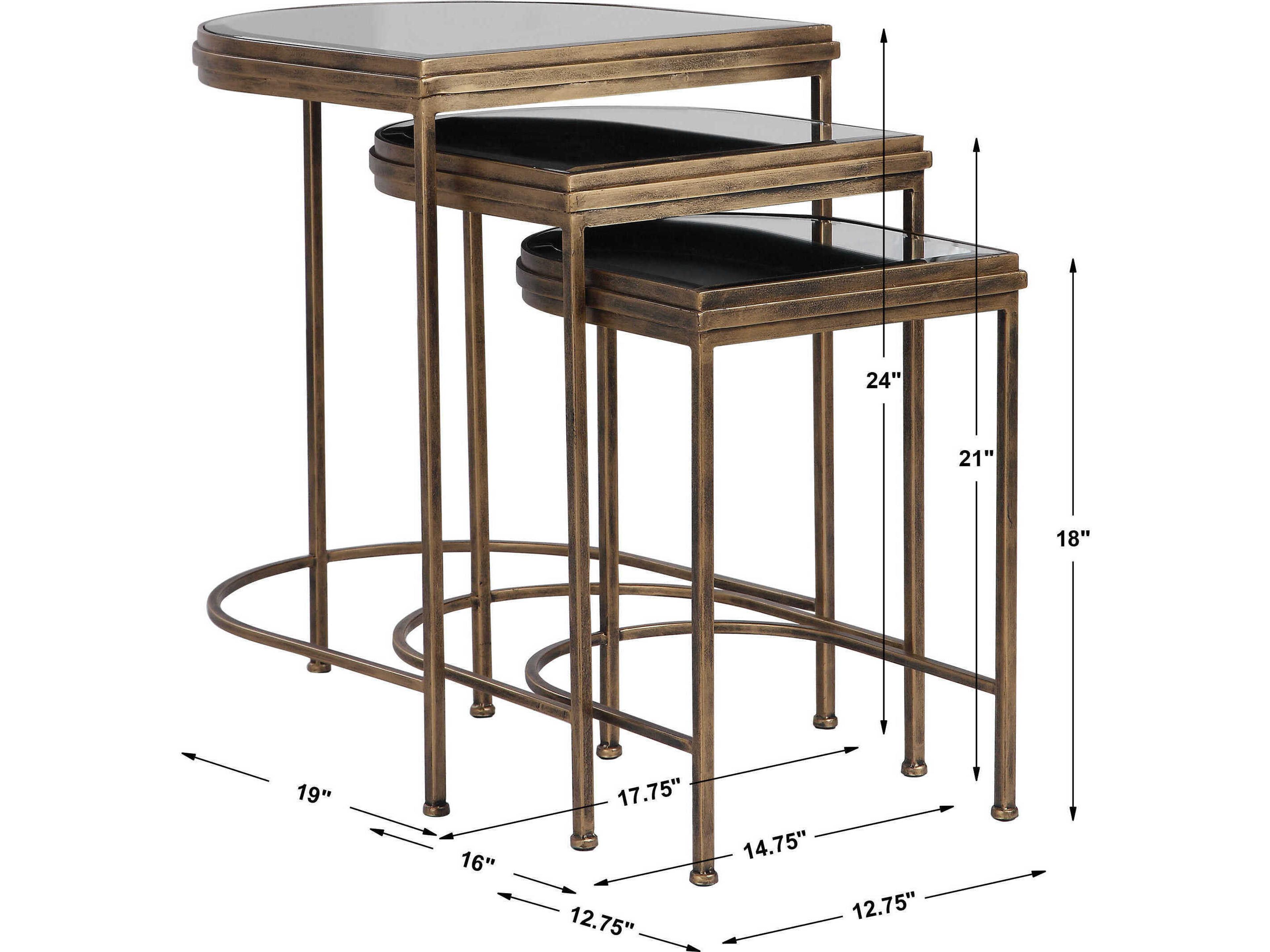 Uttermost India Demilune Mirror Antique Brushed Gold End Table