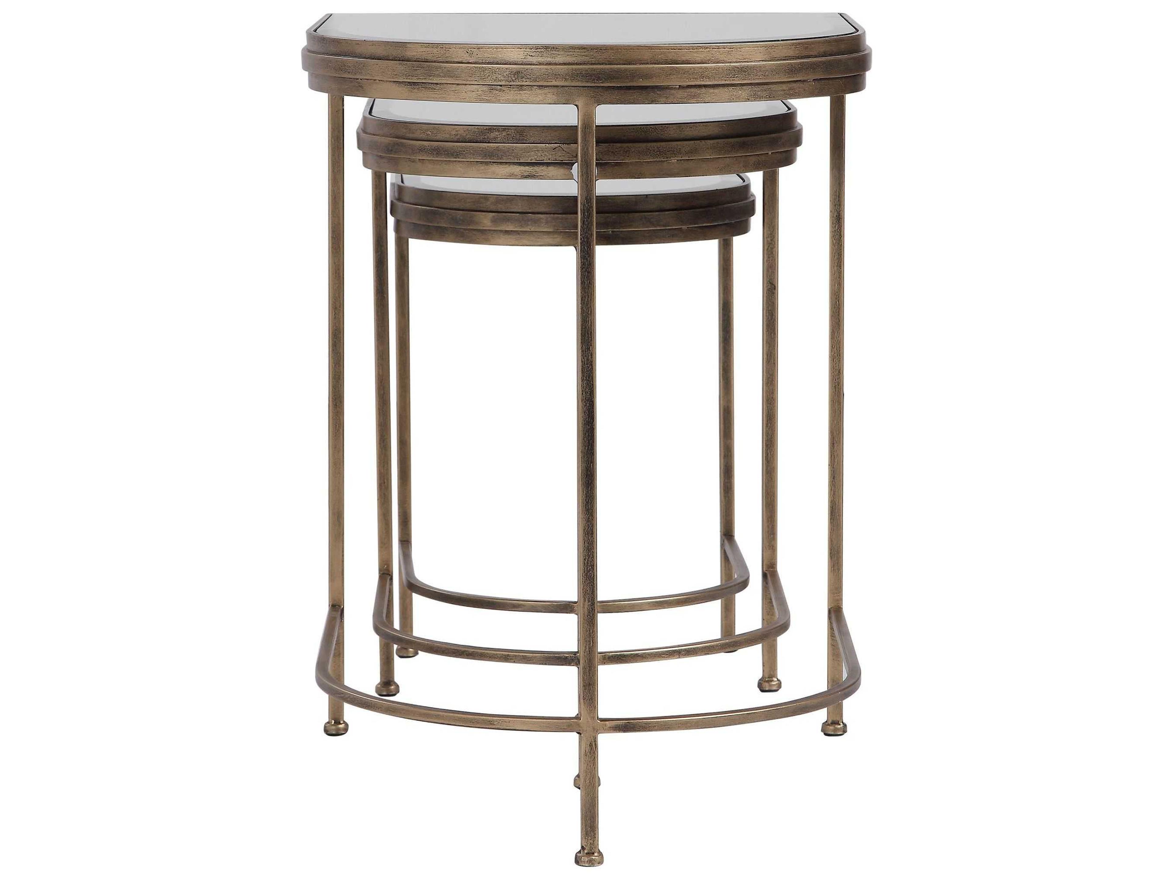 Uttermost India Demilune Mirror Antique Brushed Gold End Table