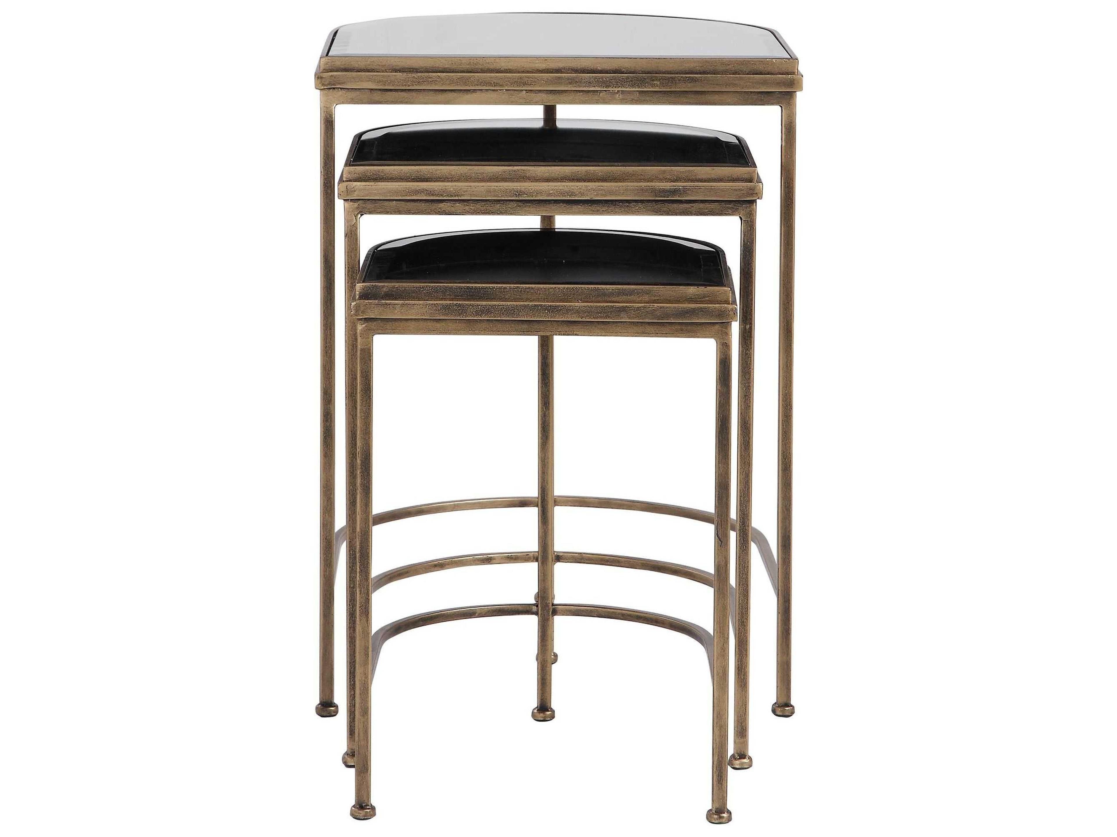 Uttermost India Demilune Mirror Antique Brushed Gold End Table