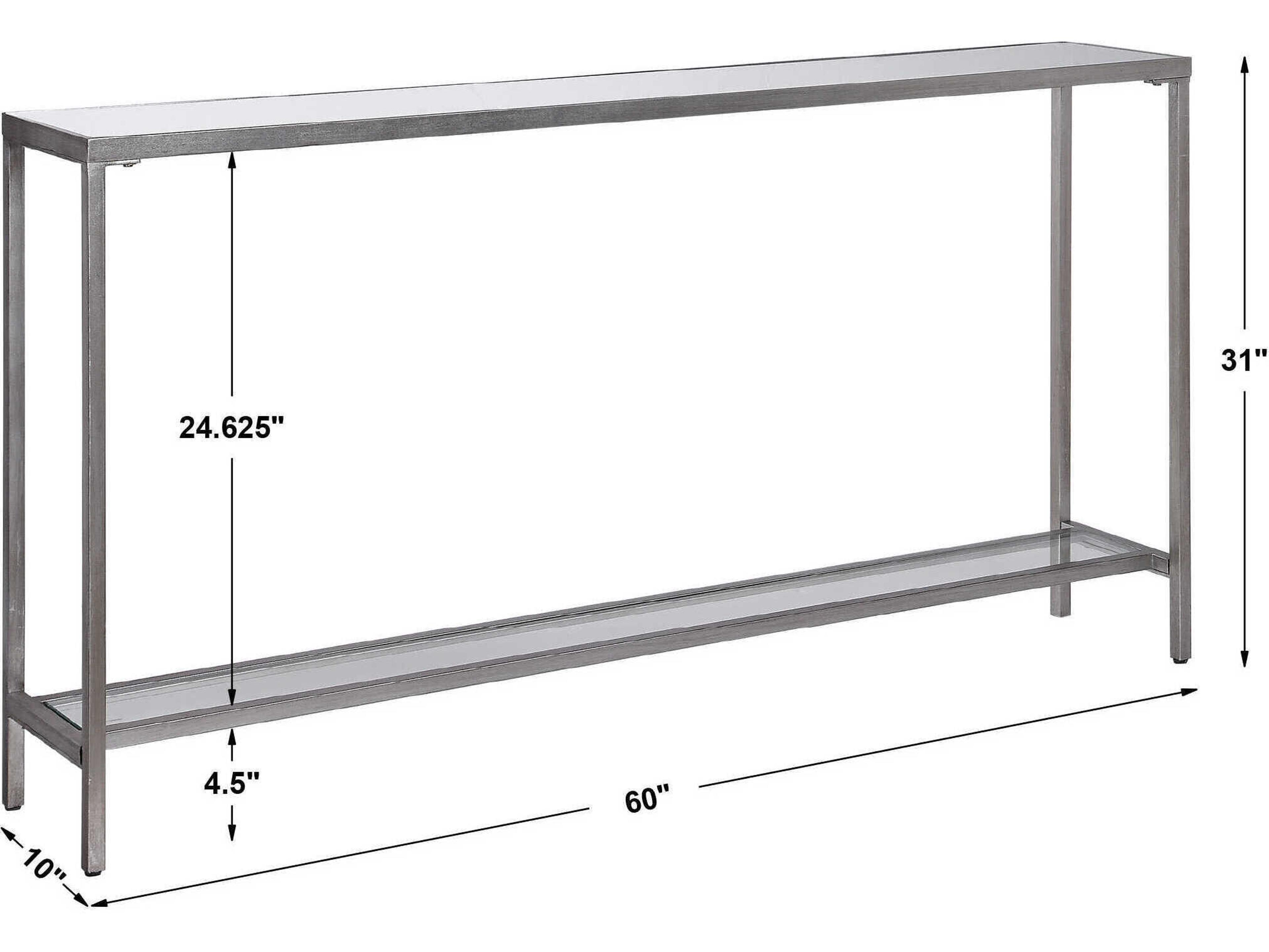Uttermost Hayley Rectangular Glass Antique Silver Leaf Console Table