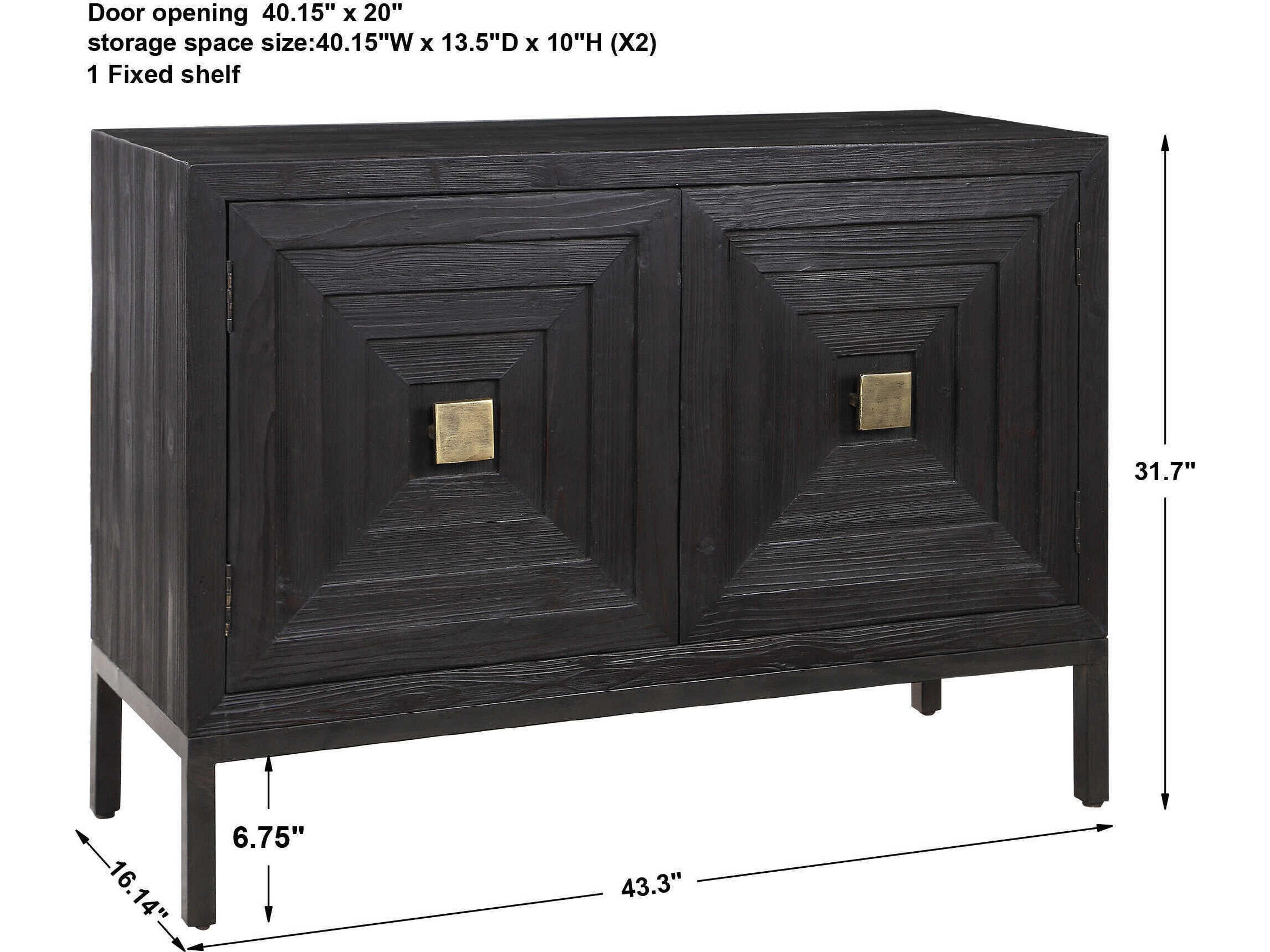 Uttermost Aiken 43" Dark Walnut Brushed Brass Sideboard